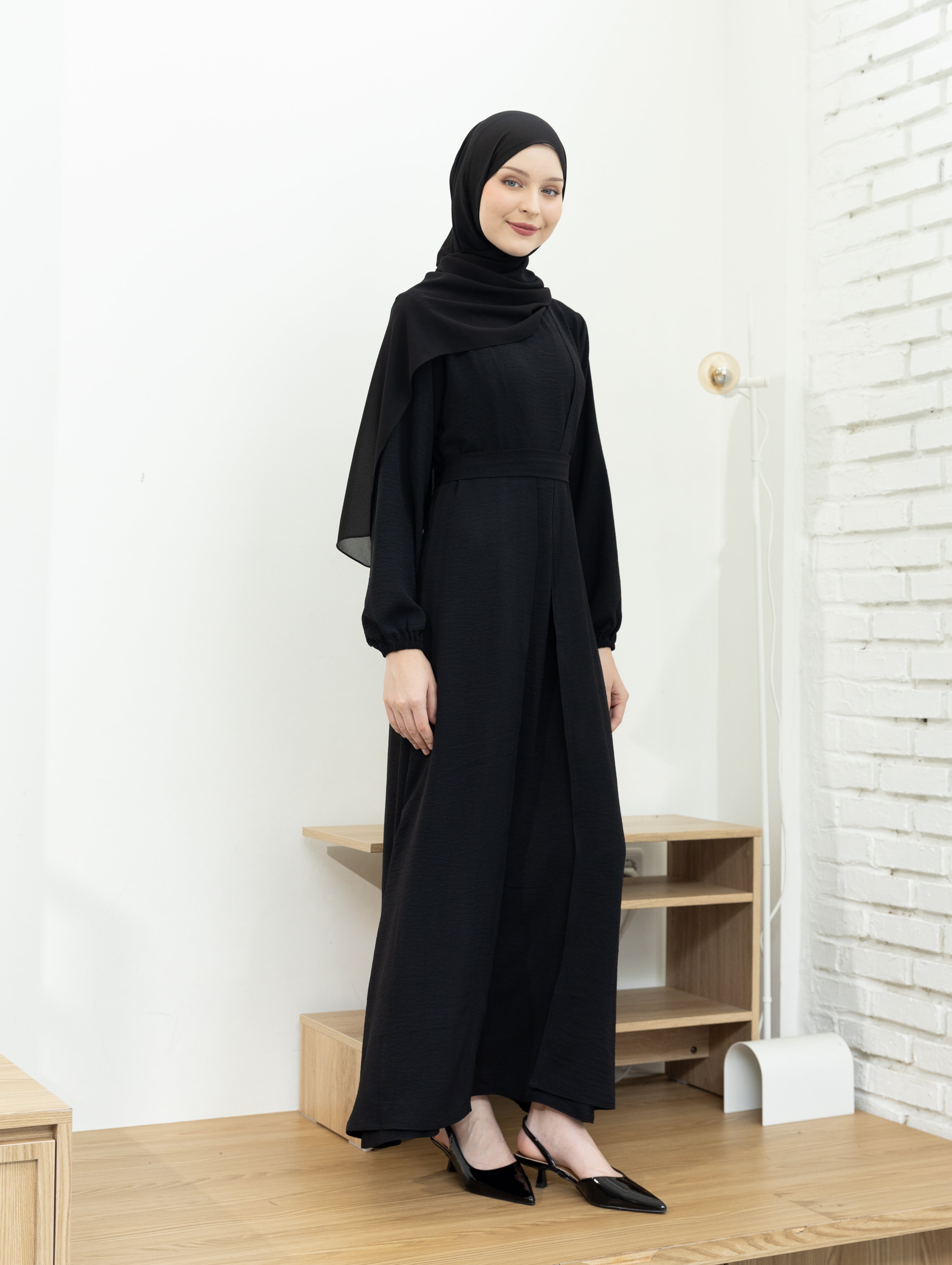 Alia Classic Modest Dress - Jet Black