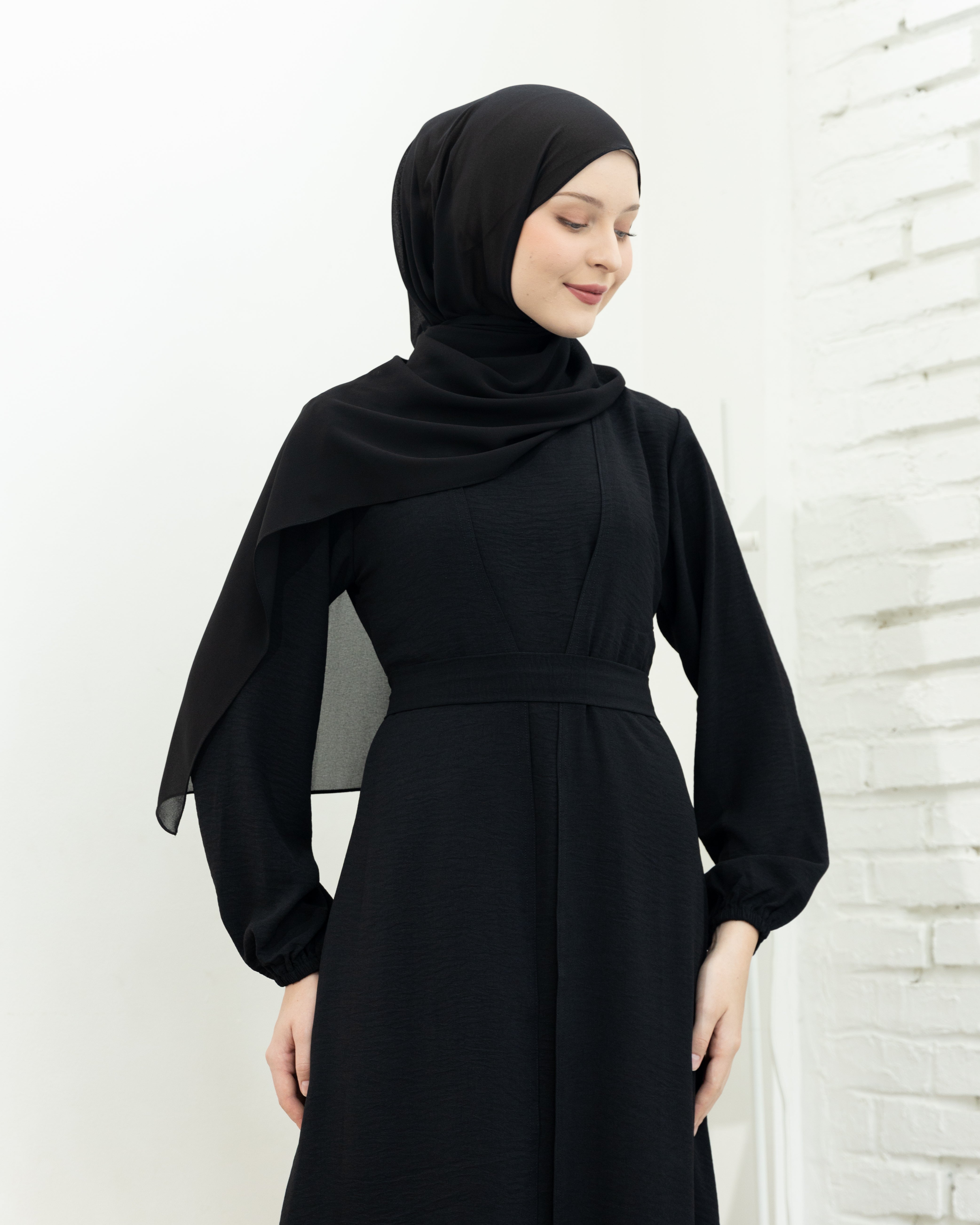 Alia Classic Modest Dress - Jet Black