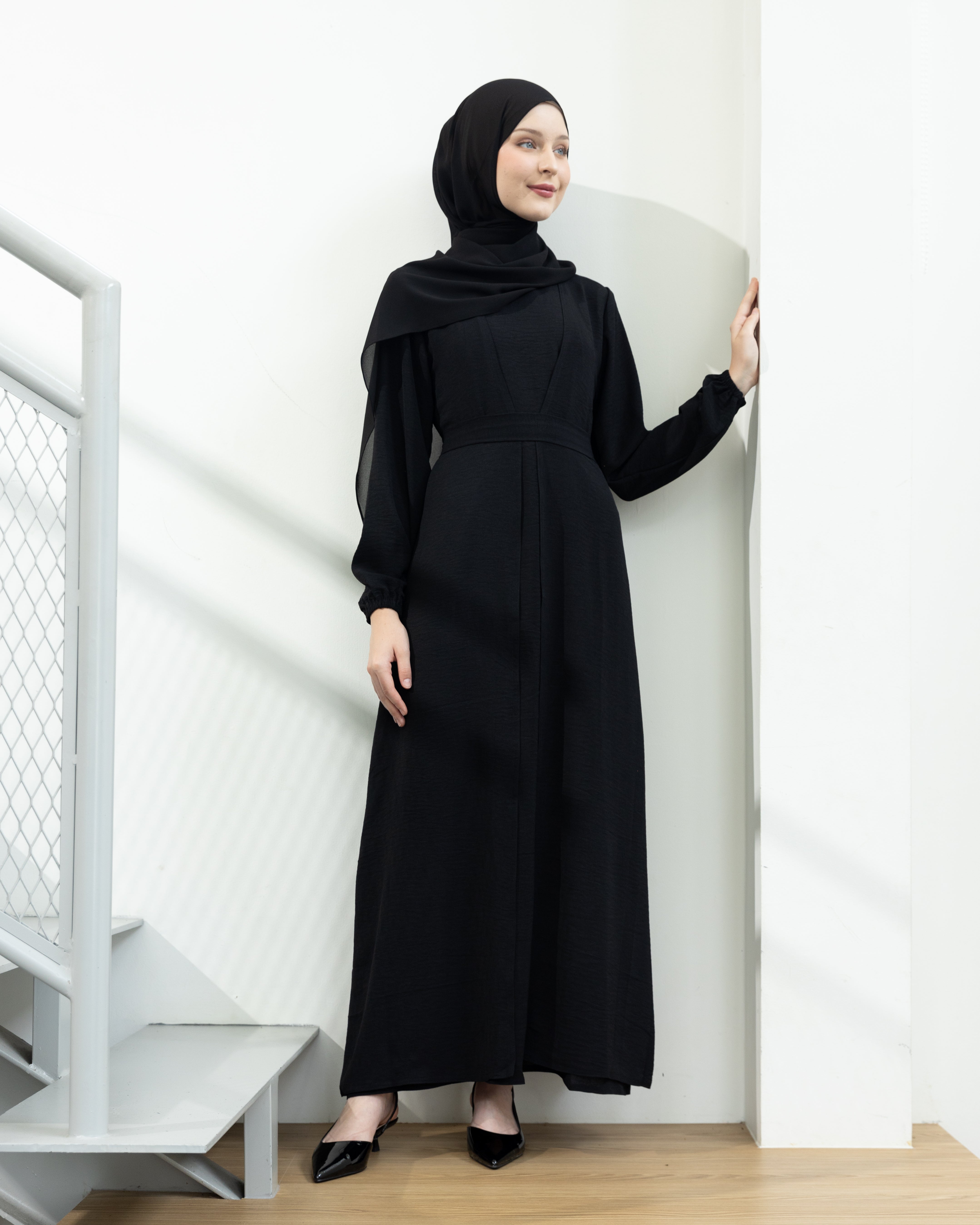 Alia Classic Modest Dress - Jet Black
