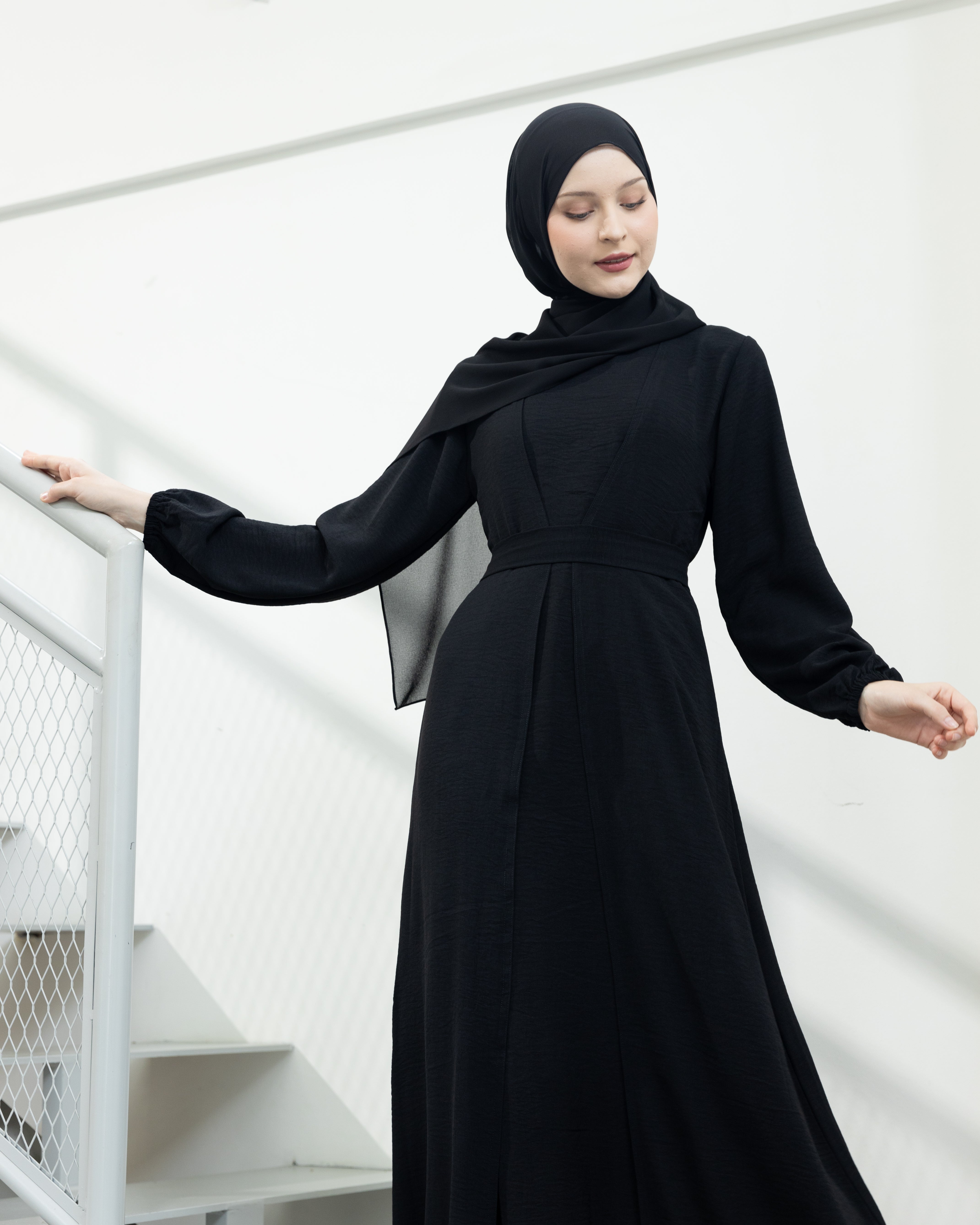Alia Classic Modest Dress - Jet Black