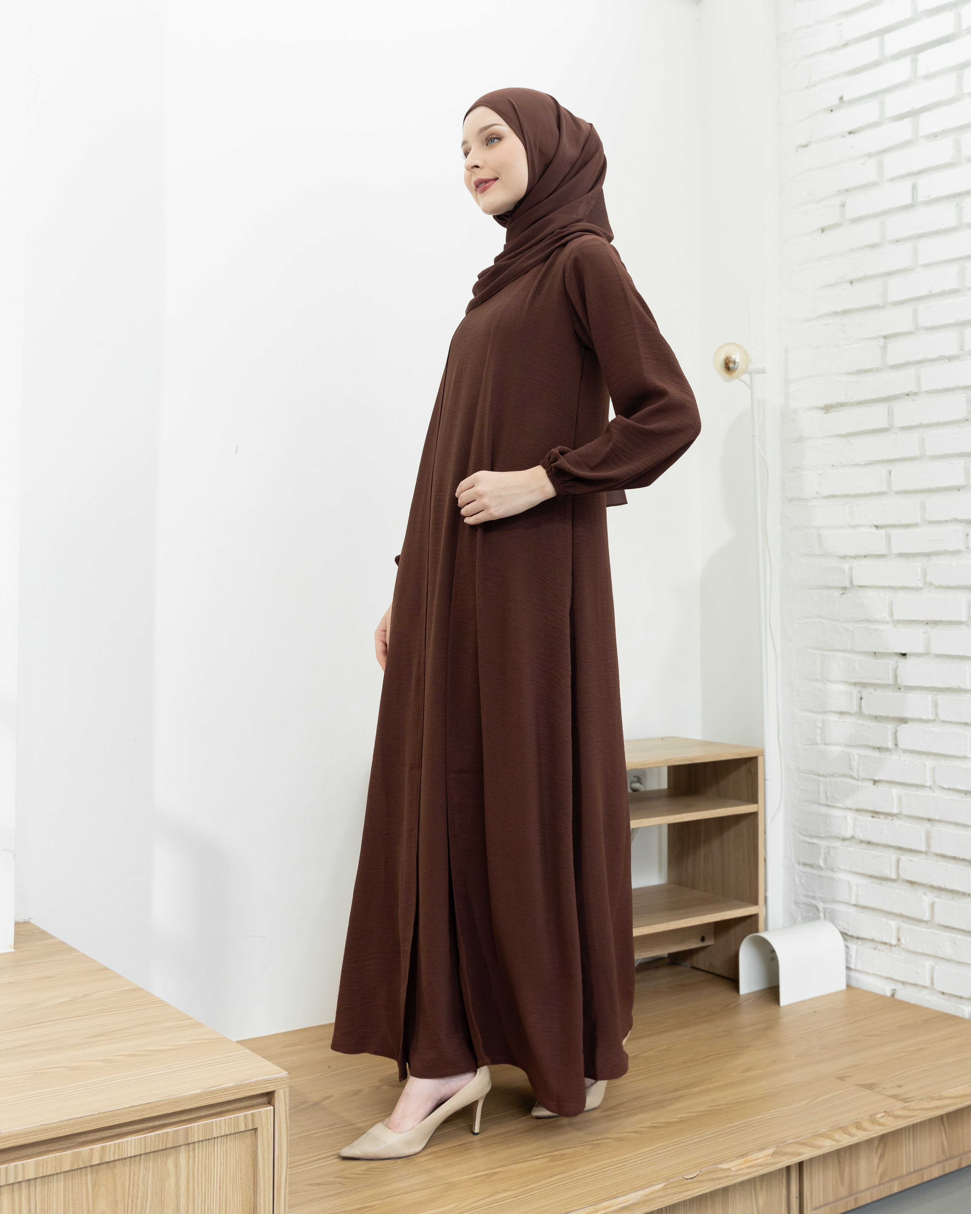 Alia Classic Modest Dress - Cocoa Brown