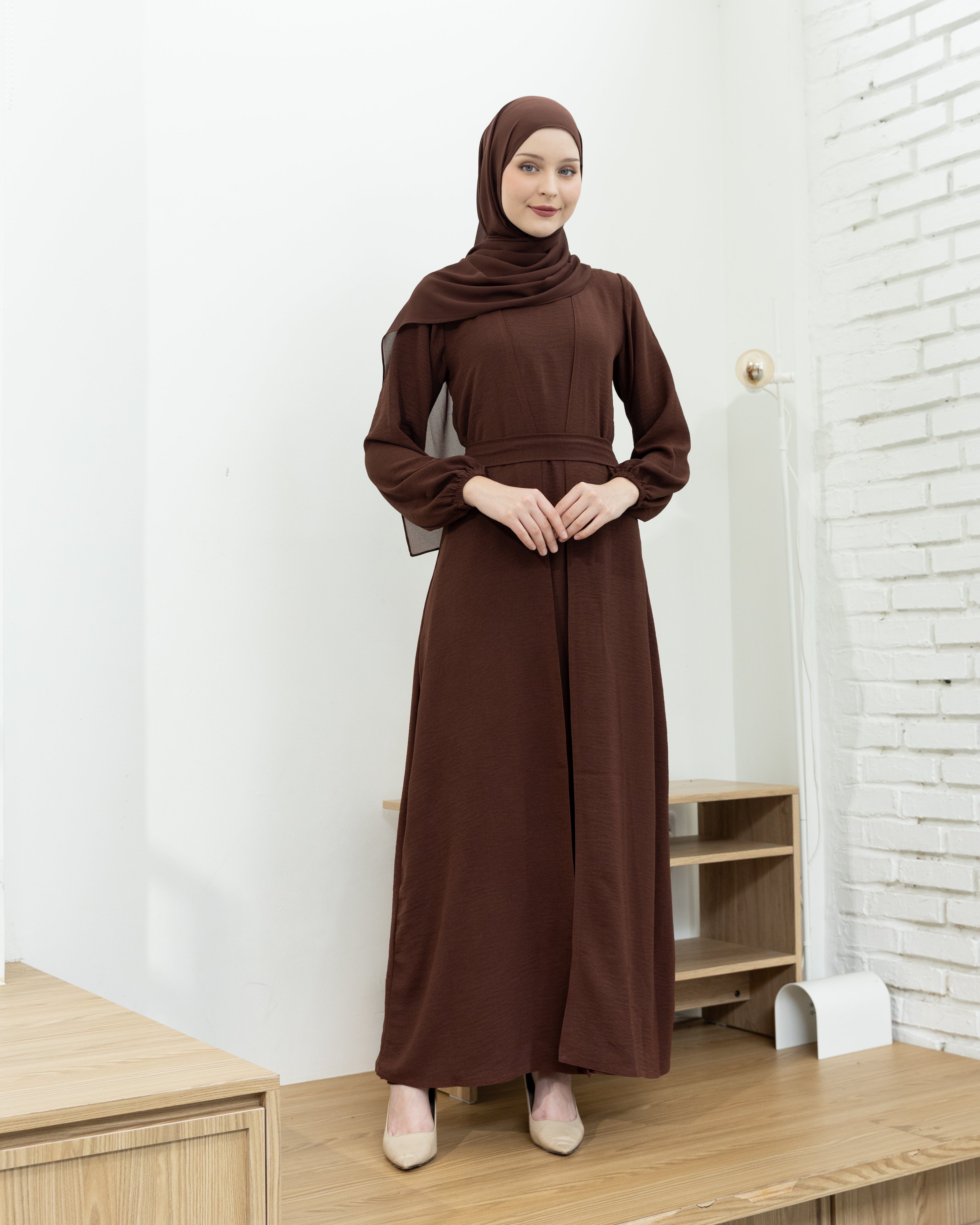 Alia Classic Modest Dress - Cocoa Brown