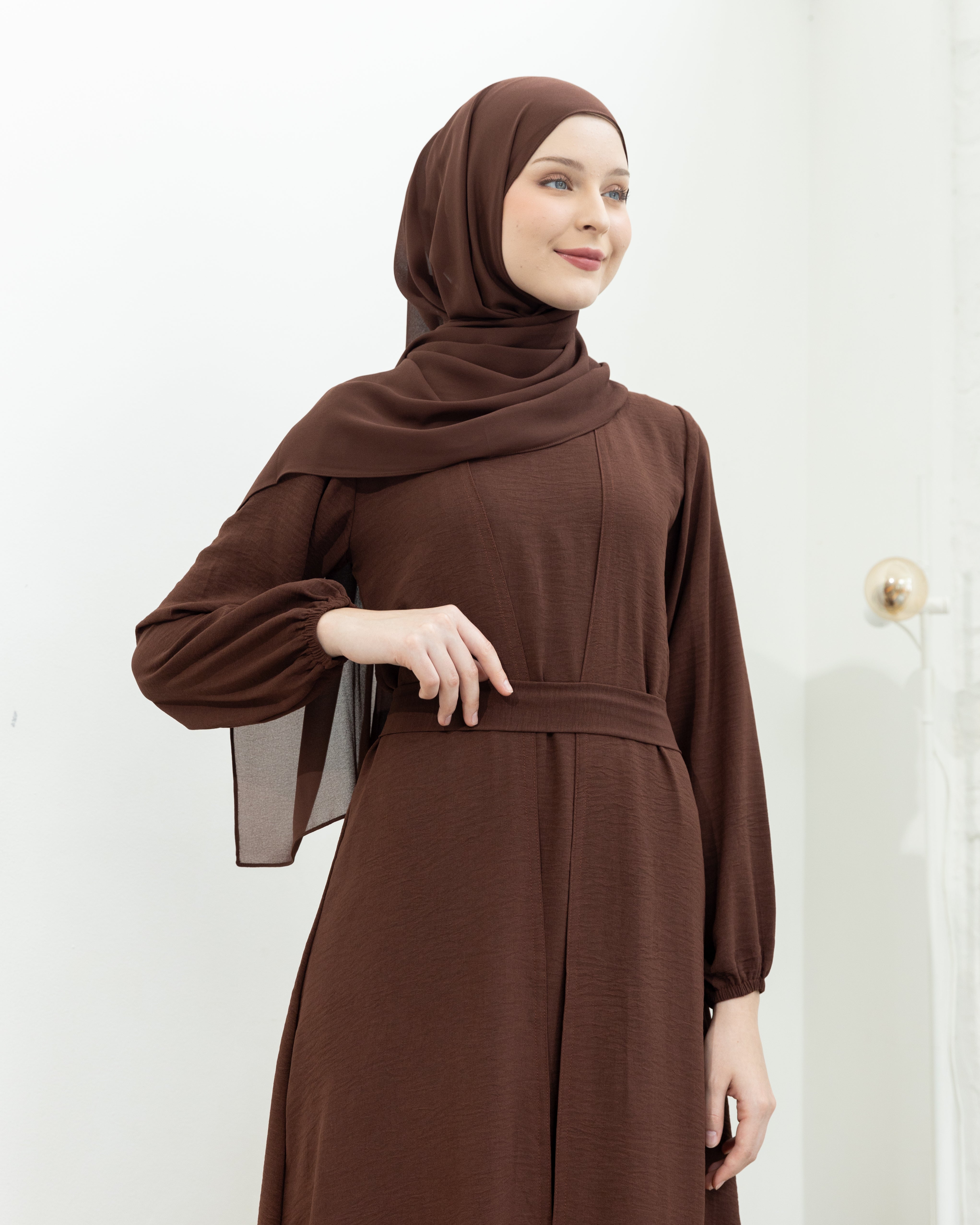 Alia Classic Modest Dress - Cocoa Brown