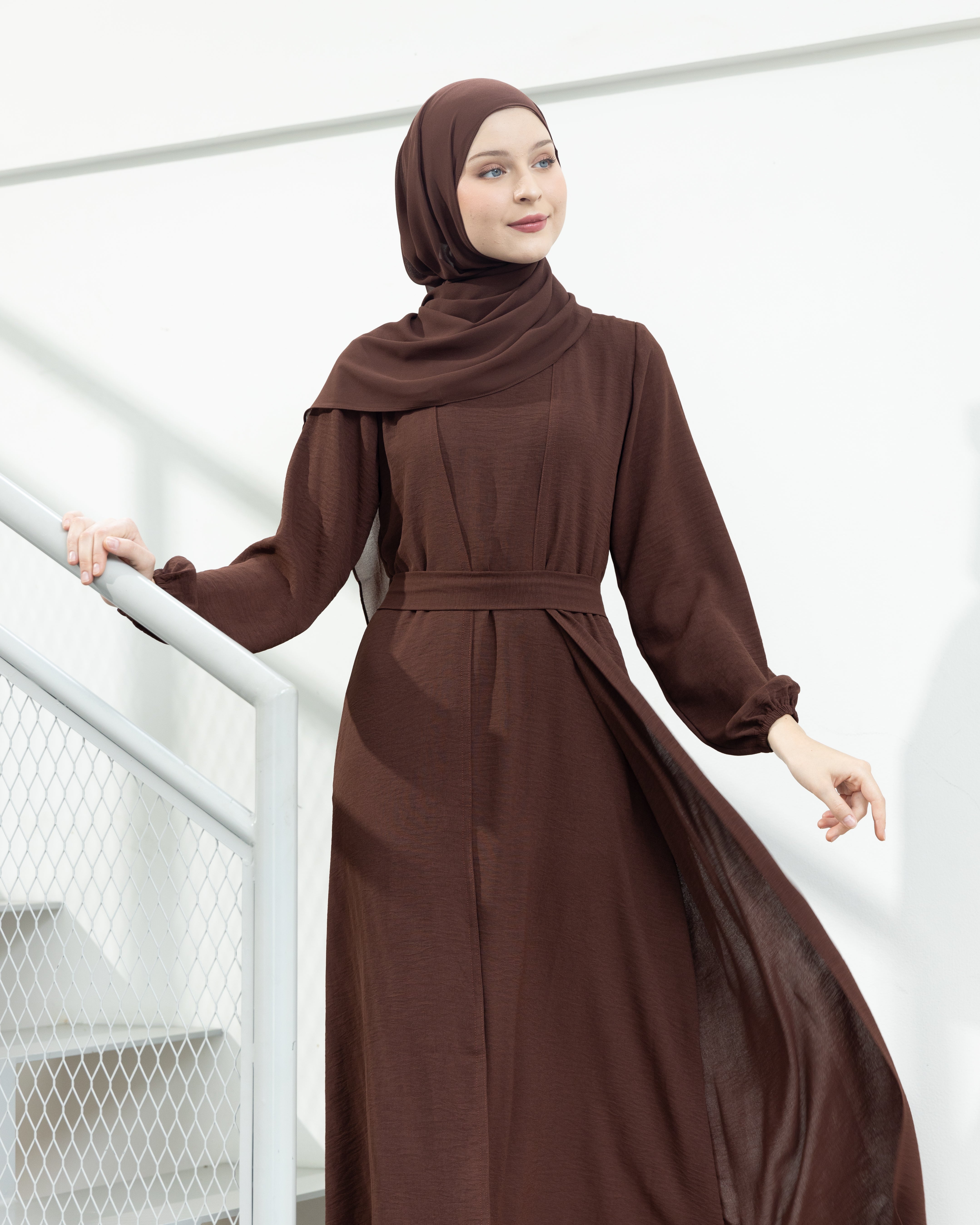 Alia Classic Modest Dress - Cocoa Brown