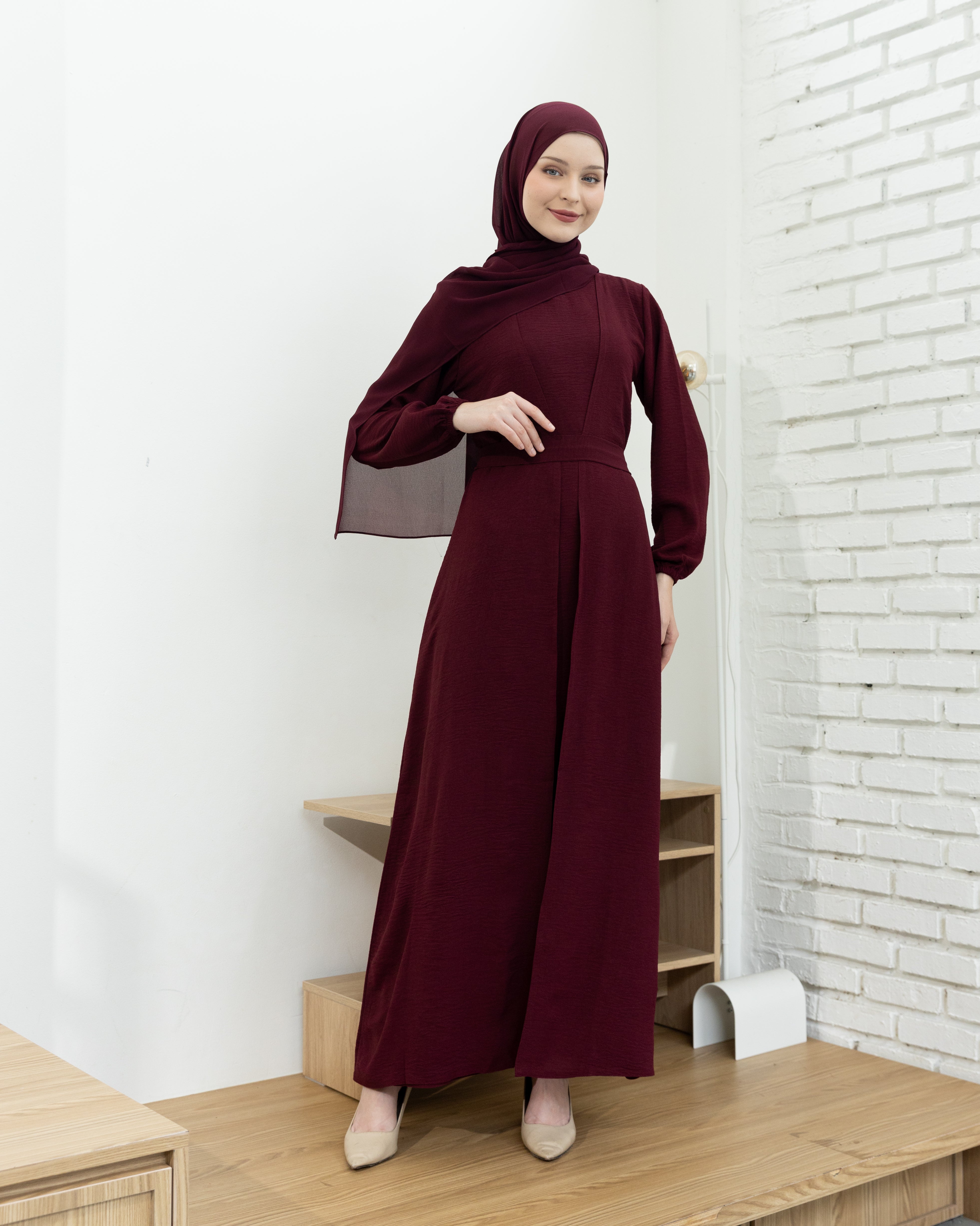 Alia Classic Modest Dress - Mahogany