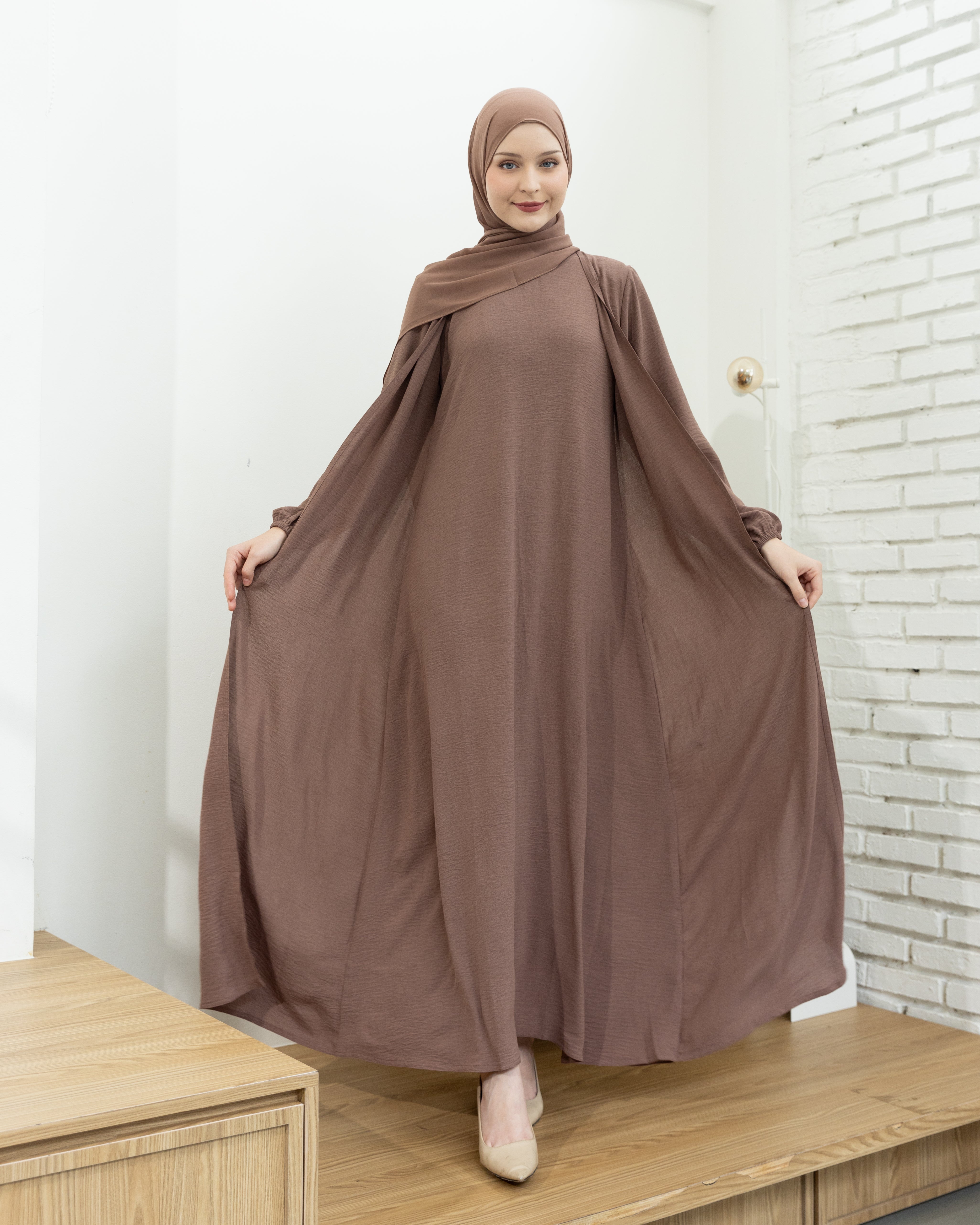 Alia Classic Modest Dress - Taupe