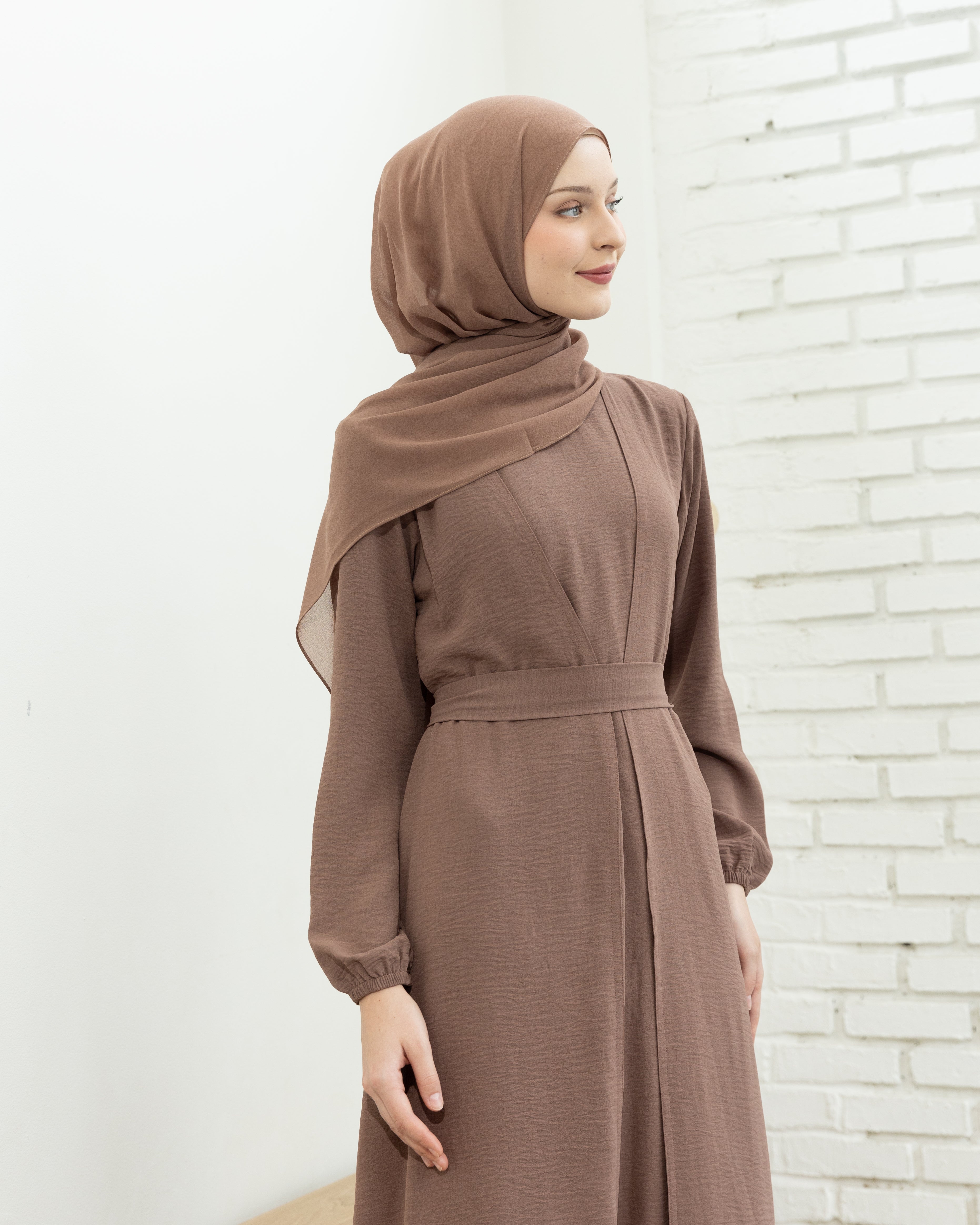Alia Classic Modest Dress - Taupe