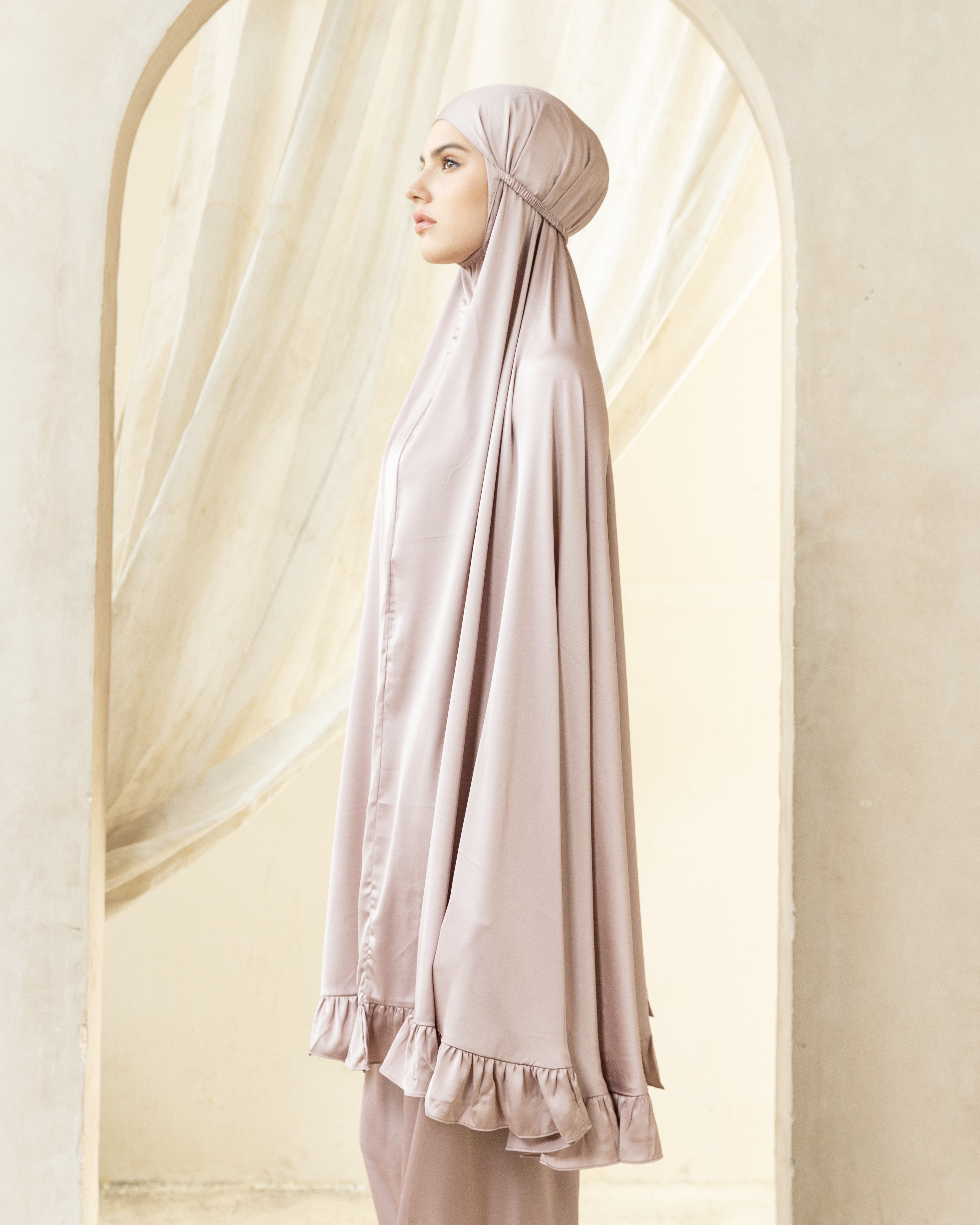 Luxury Silk Prayer Set Clothes in Dusty Pink