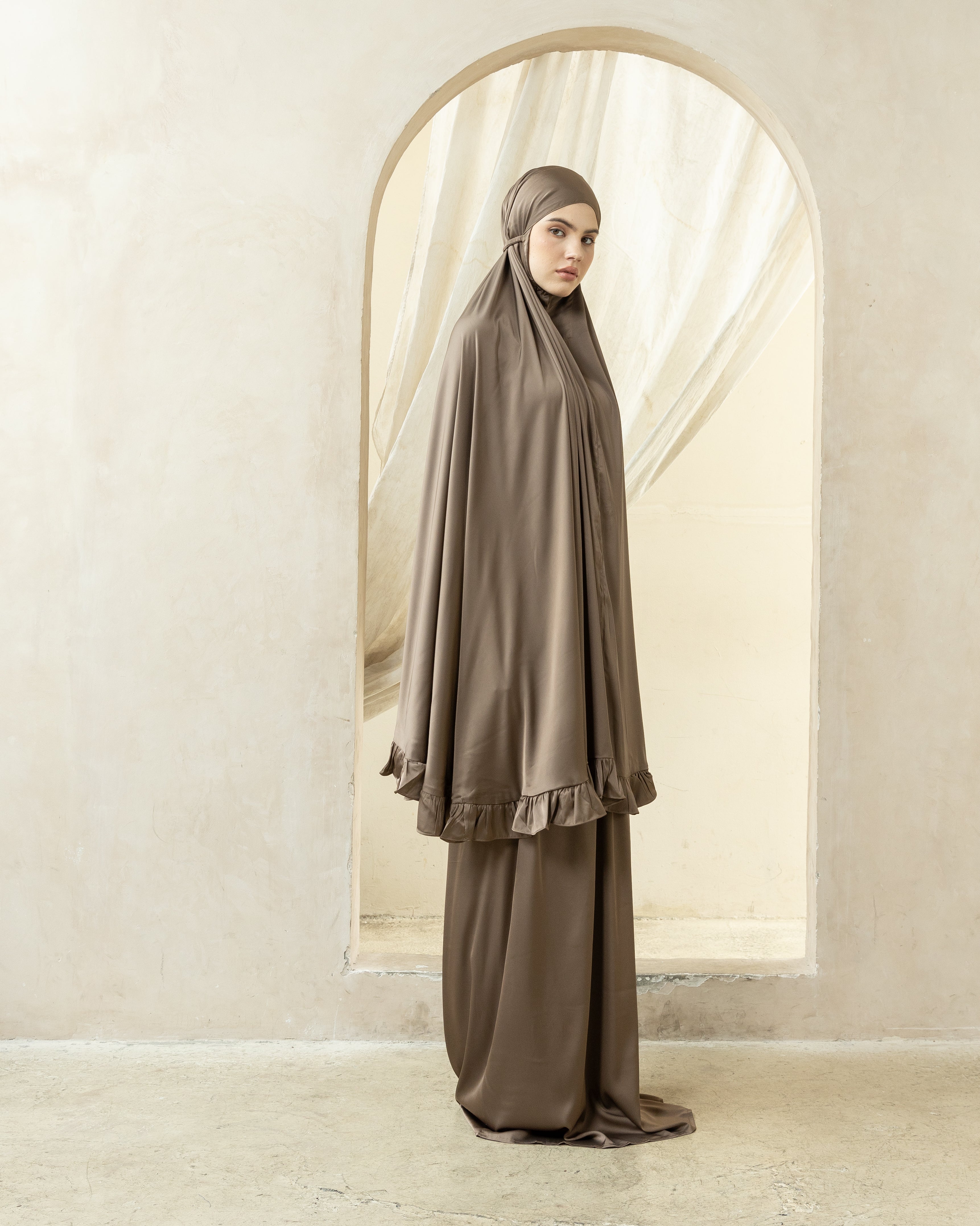 Luxury Silk Prayer Set Clothes in Espresso