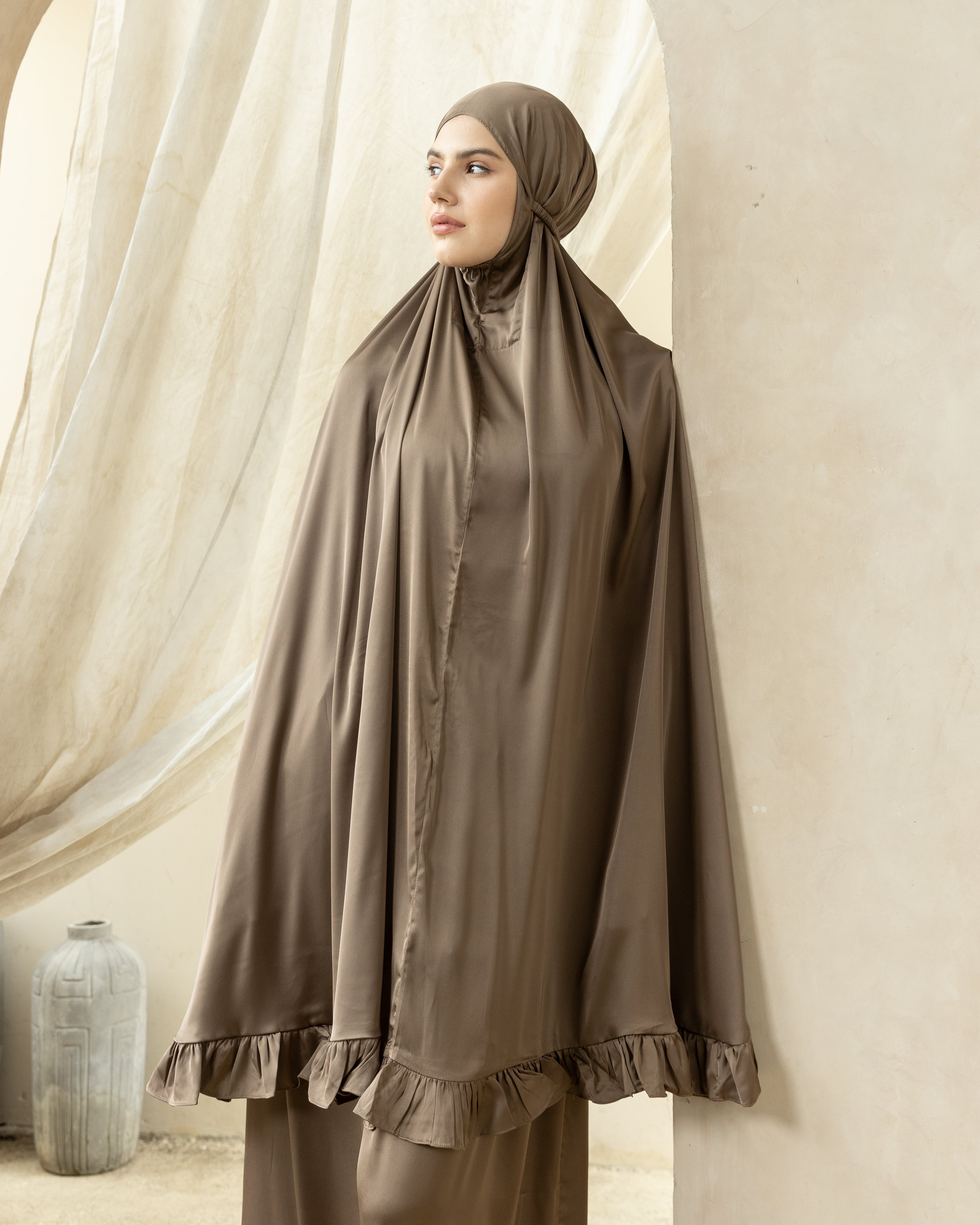 Luxury Silk Prayer Set Clothes in Espresso