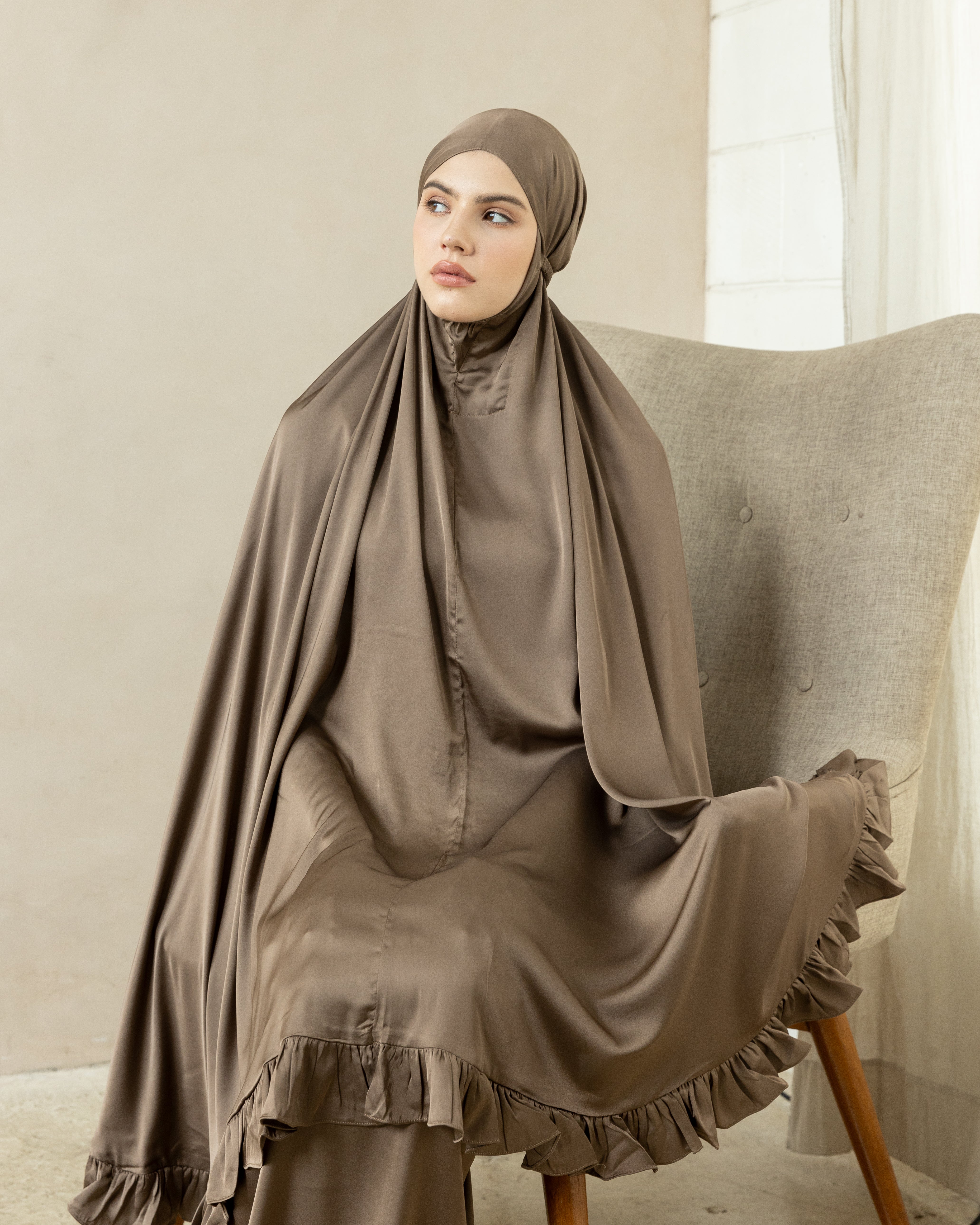 Luxury Silk Prayer Set Clothes in Espresso