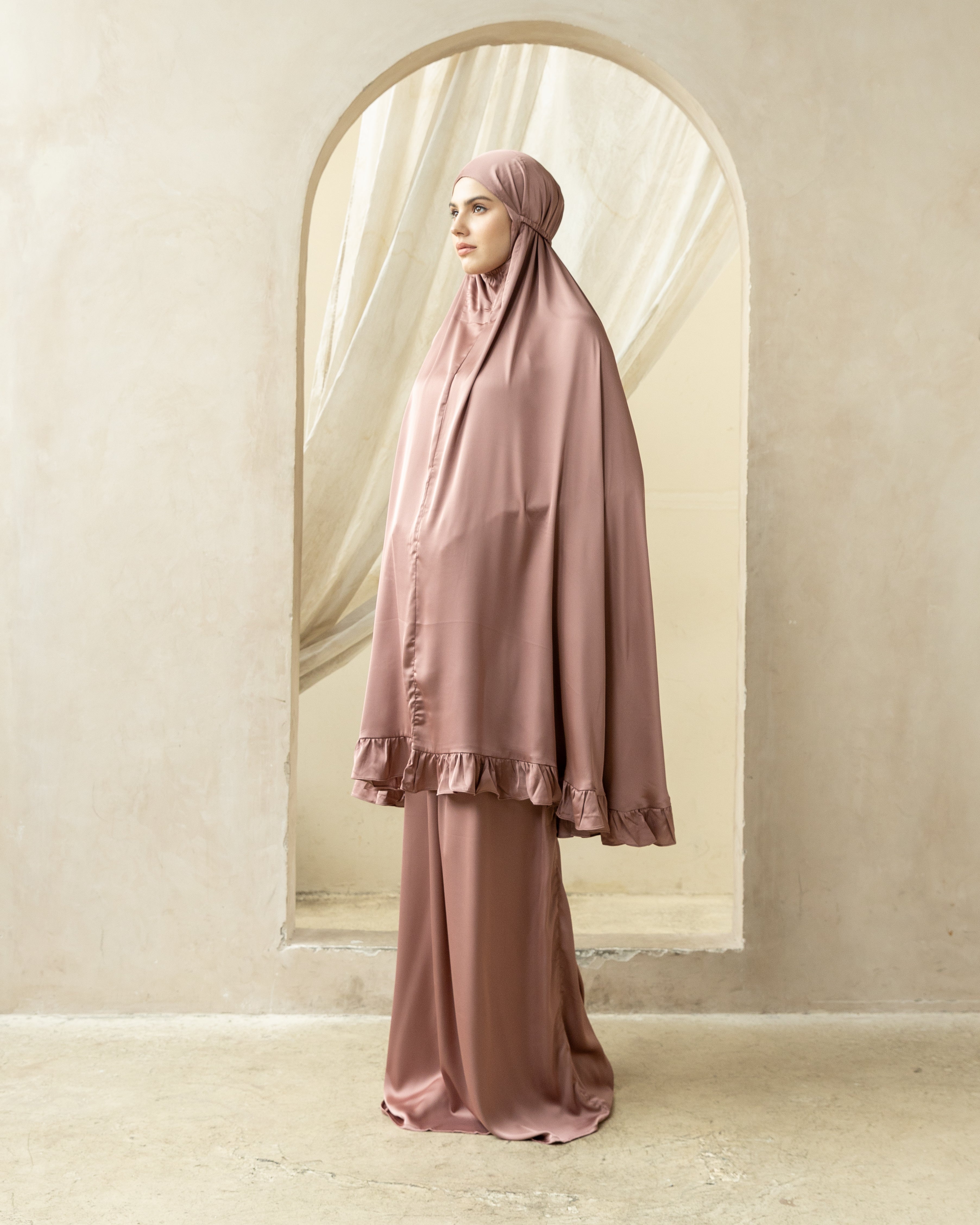 Luxury Silk Prayer Set Clothes in Rosewood