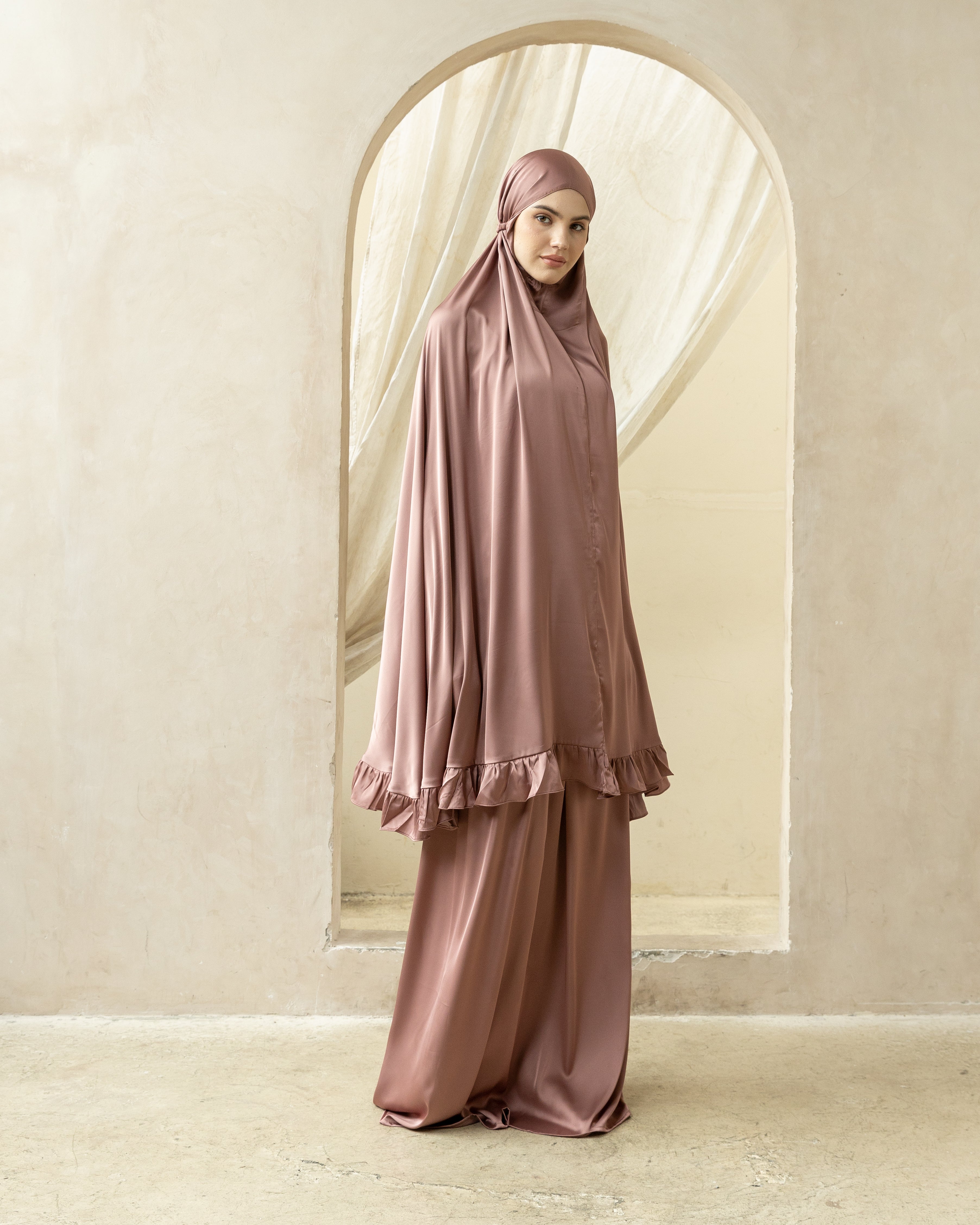 Luxury Silk Prayer Set Clothes in Rosewood