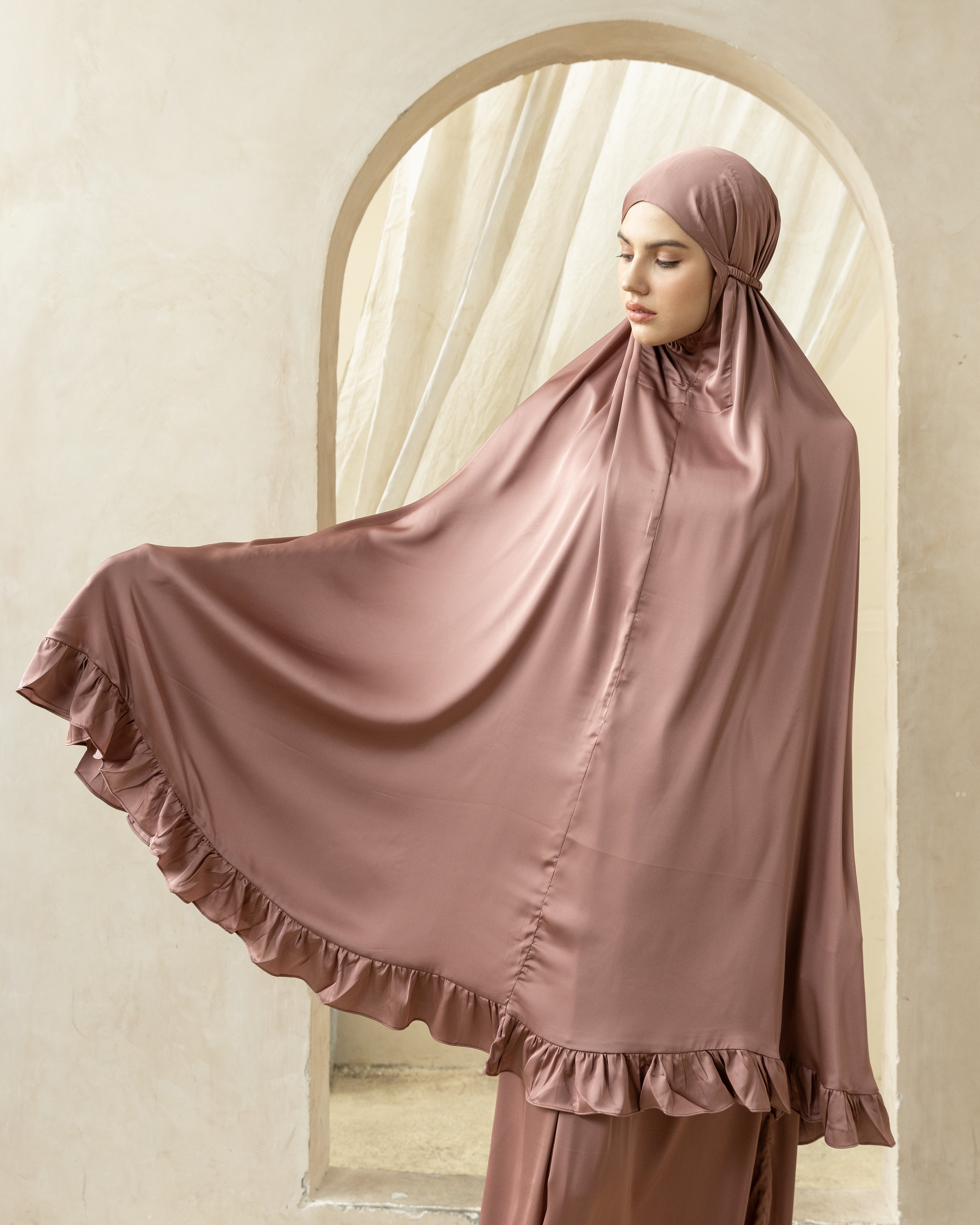 Luxury Silk Prayer Set Clothes in Rosewood