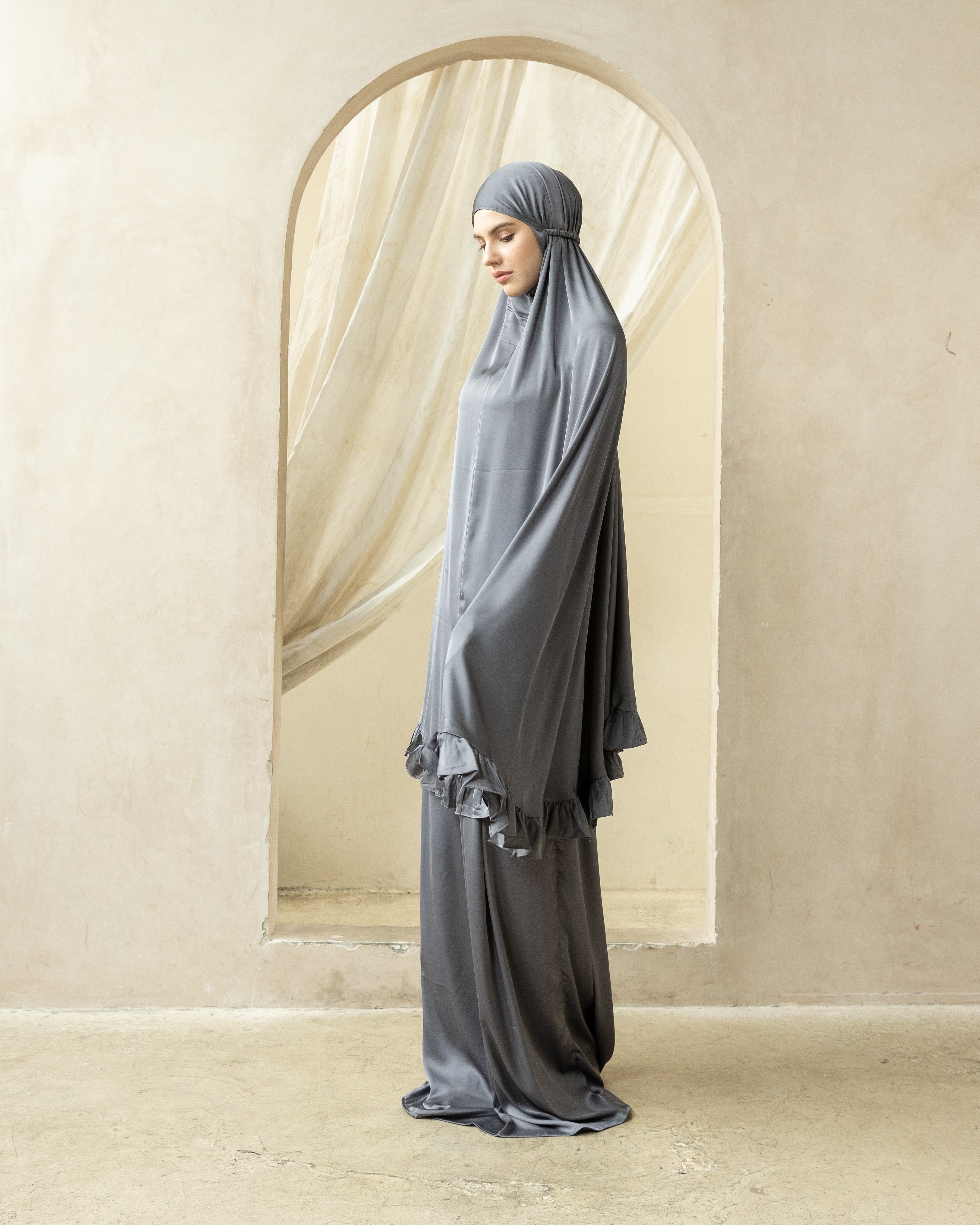 Luxury Silk Prayer Set Clothes in Space Grey