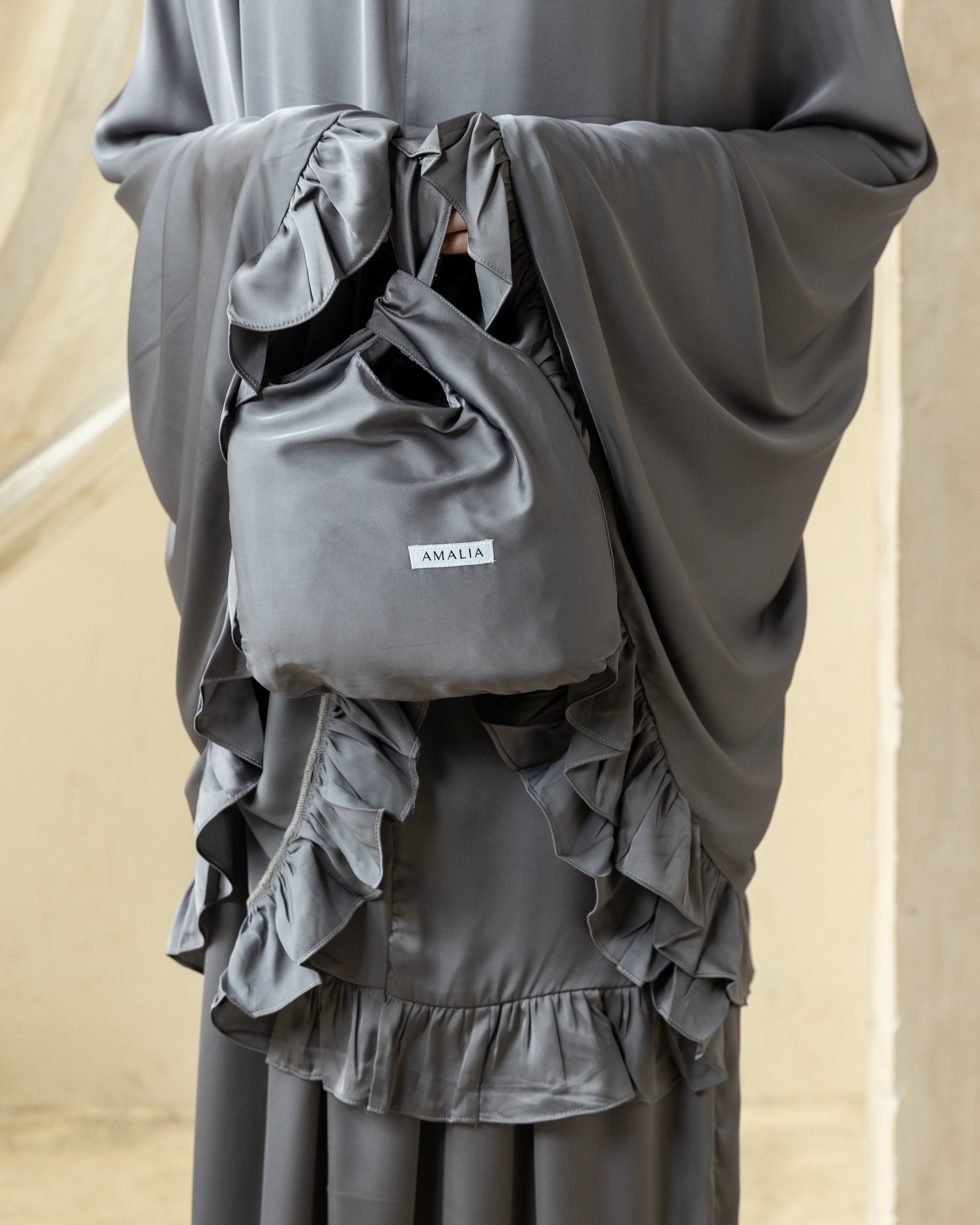 Luxury Silk Prayer Set Clothes in Space Grey