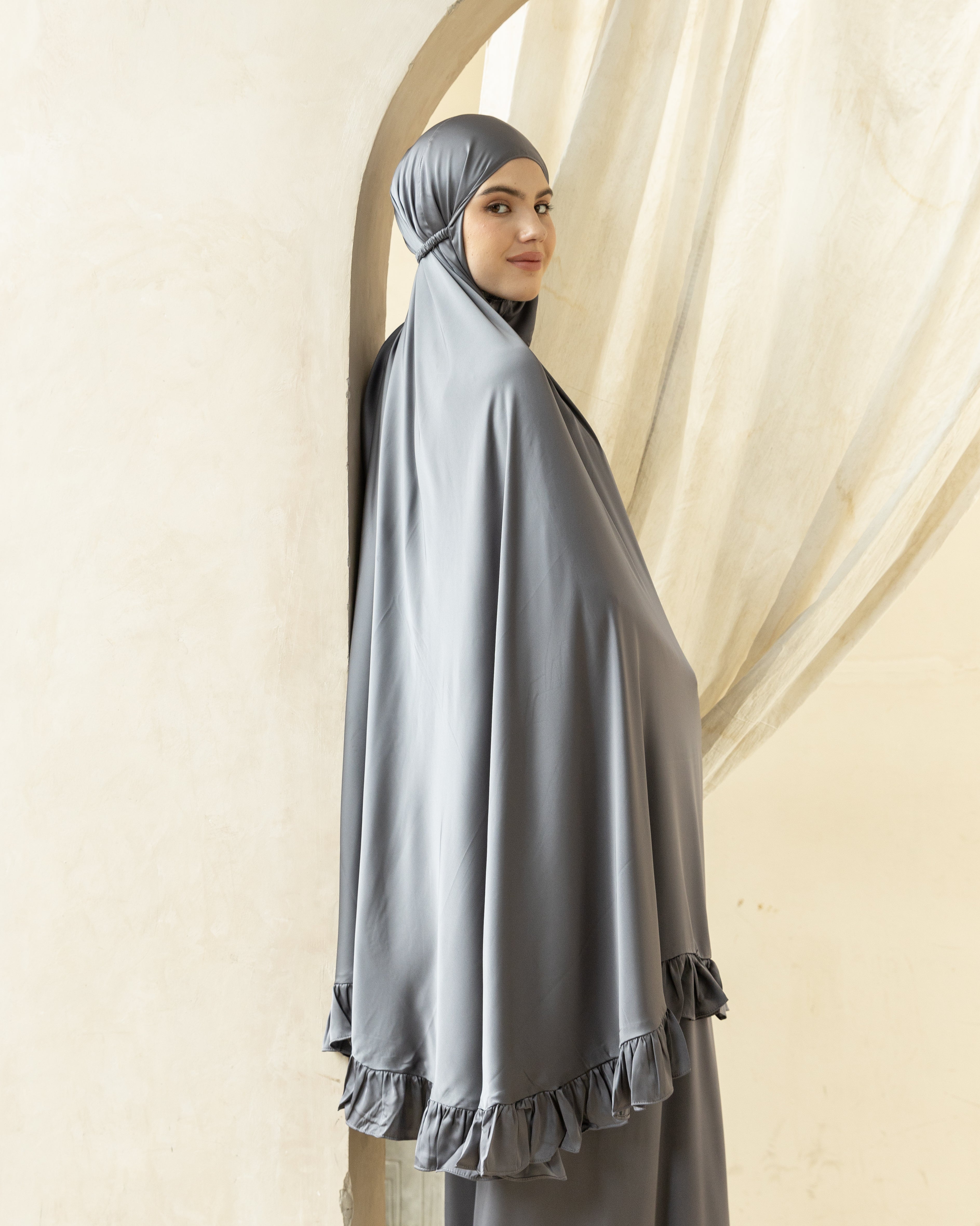 Luxury Silk Prayer Set Clothes in Space Grey