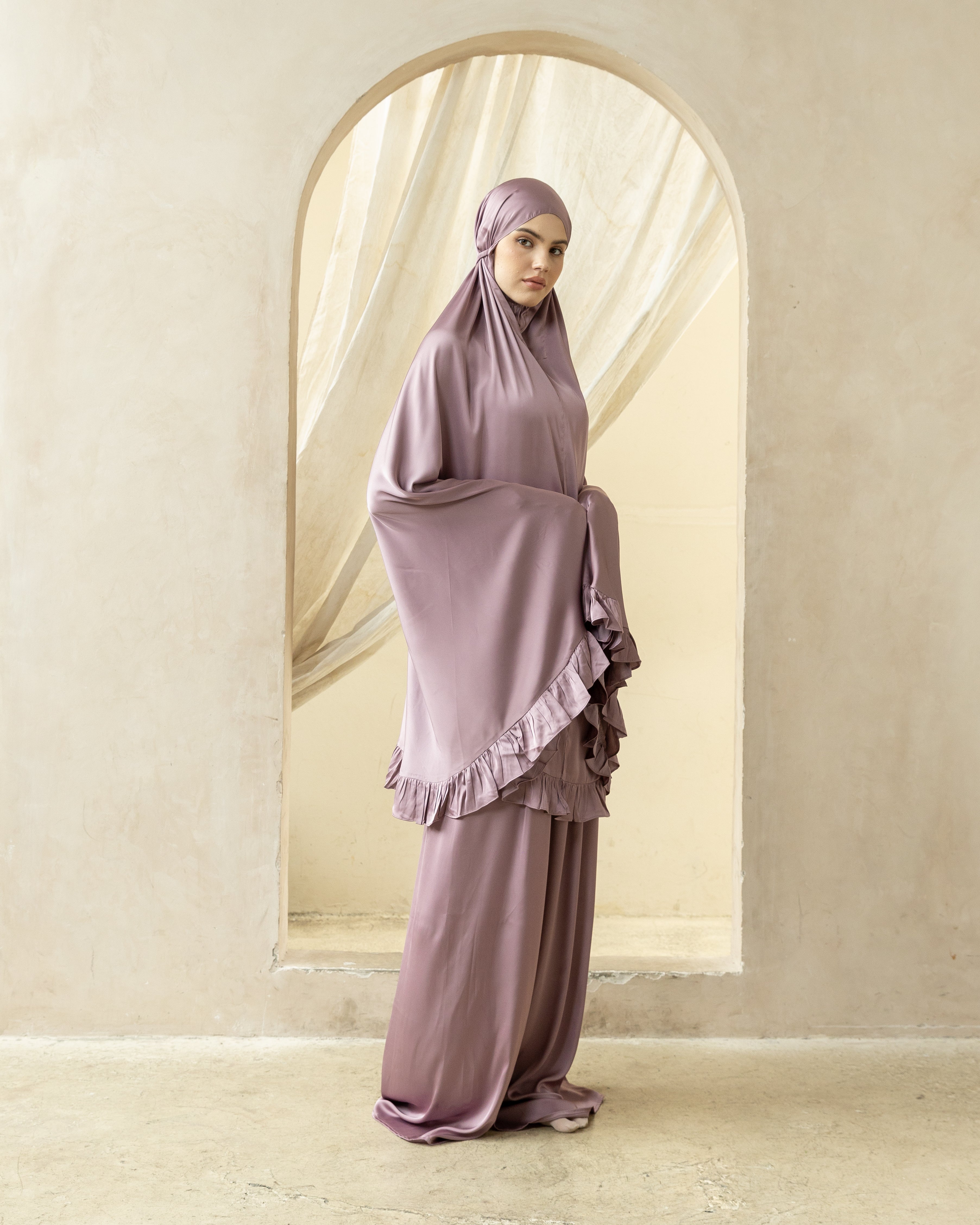 Luxury Silk Prayer Set Clothes in Soft Purple