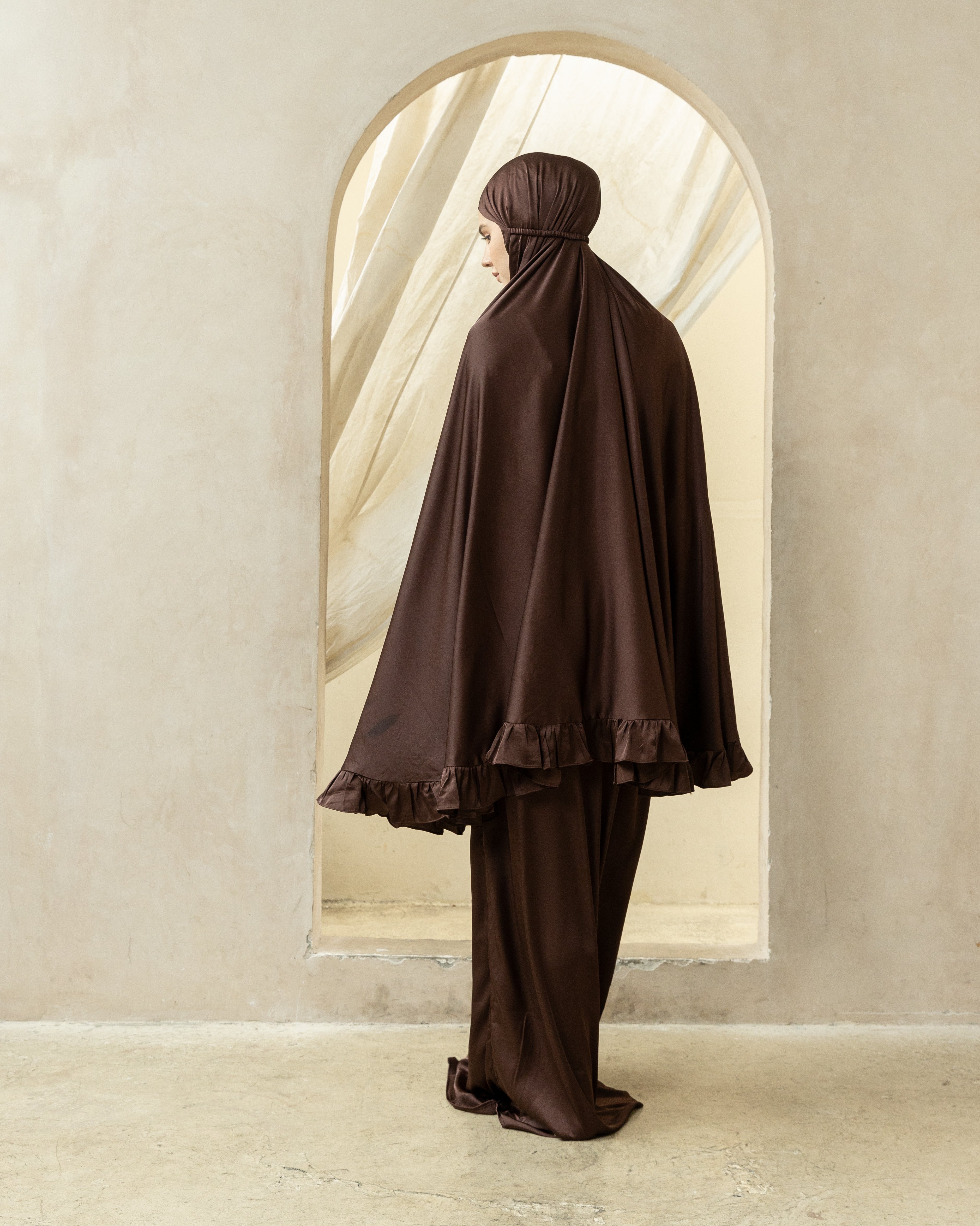 Luxury Silk Prayer Set Clothes in Coffee
