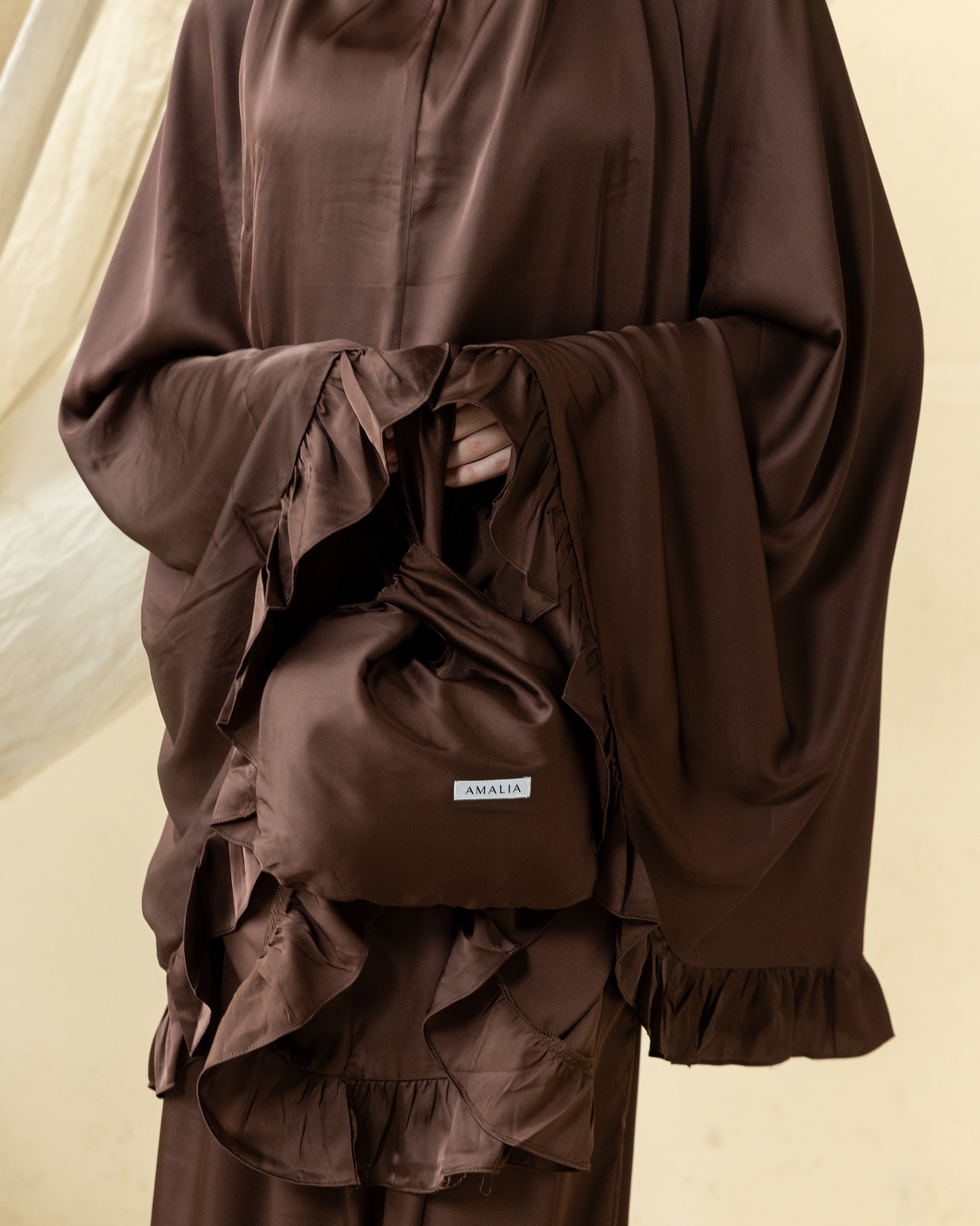 Luxury Silk Prayer Set Clothes in Coffee