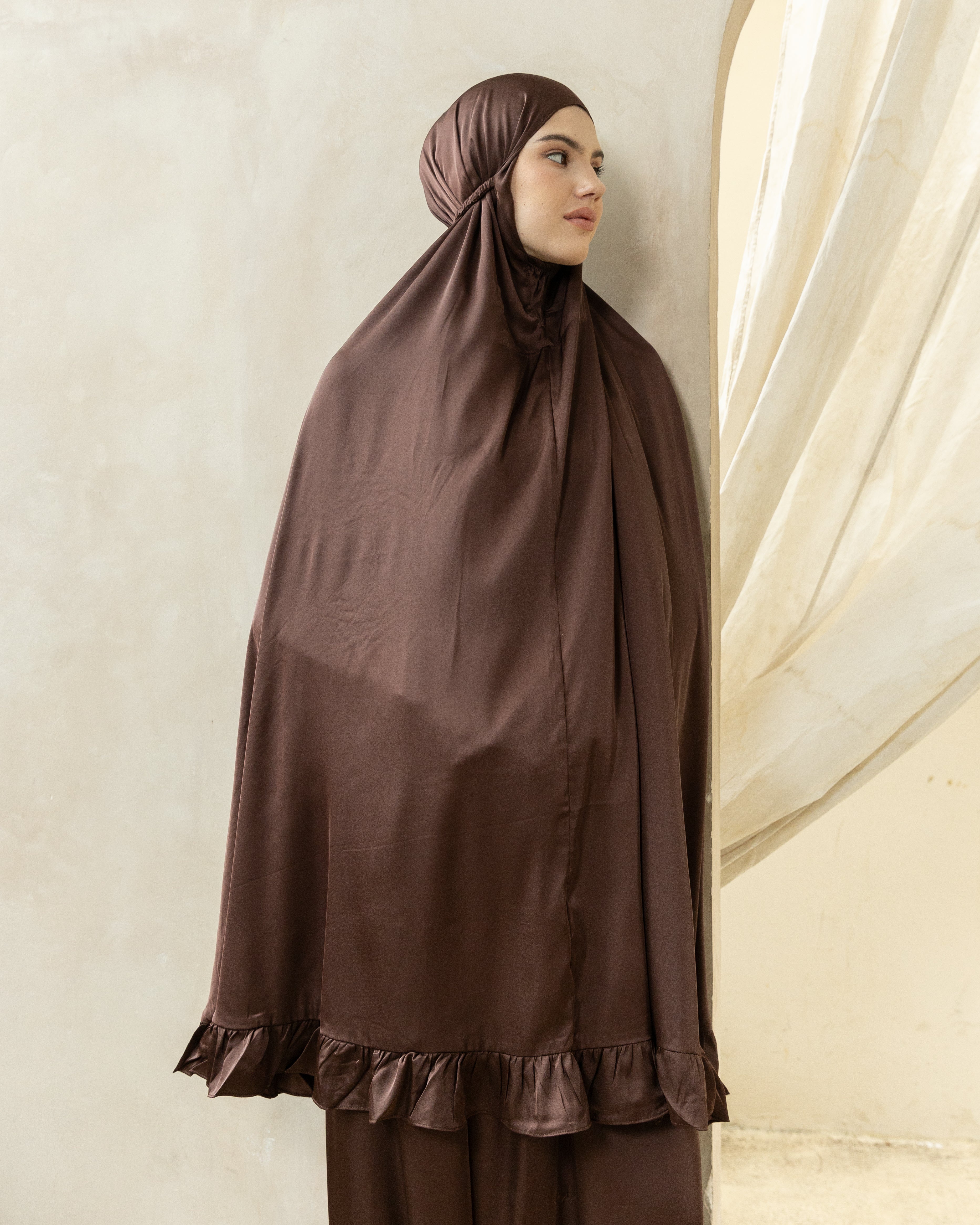 Luxury Silk Prayer Set Clothes in Coffee