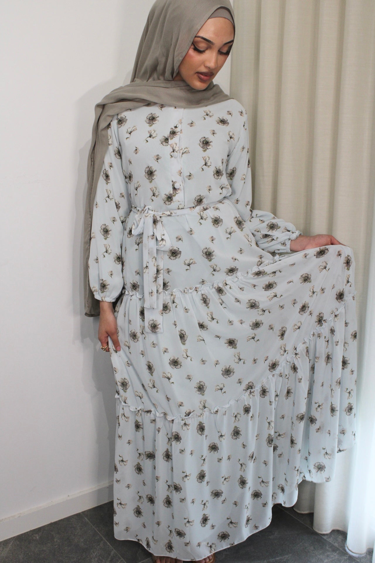 Pastel Periwinkle Chiffon Maxi Dress