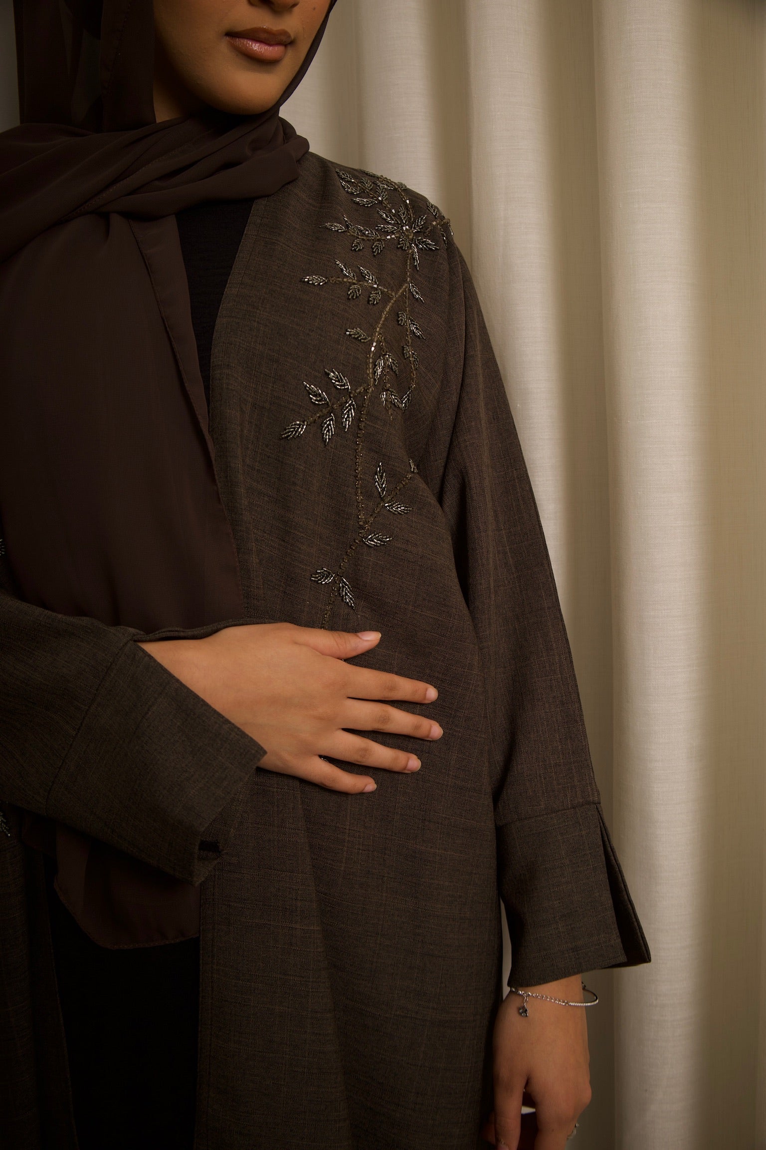 Kamila Linen Open Abaya