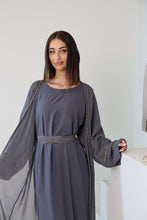 Load image into Gallery viewer, Mystic Grey Shimmer Abaya Set

