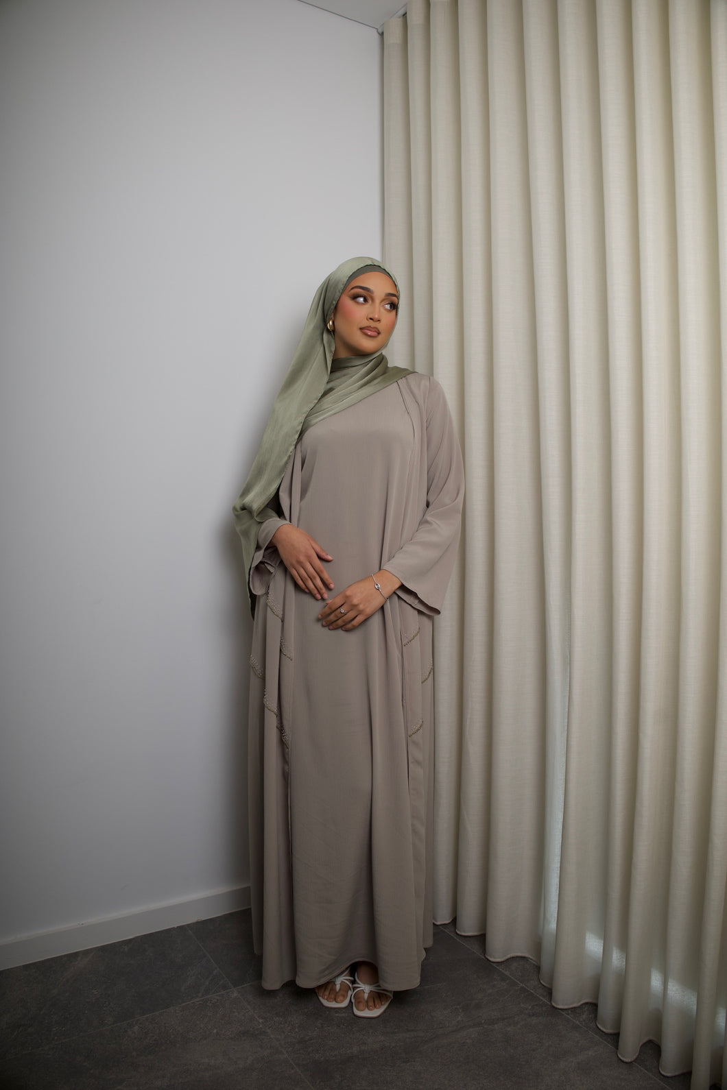 Soft Sage Alia Classic Dress Set (Eid Edition)