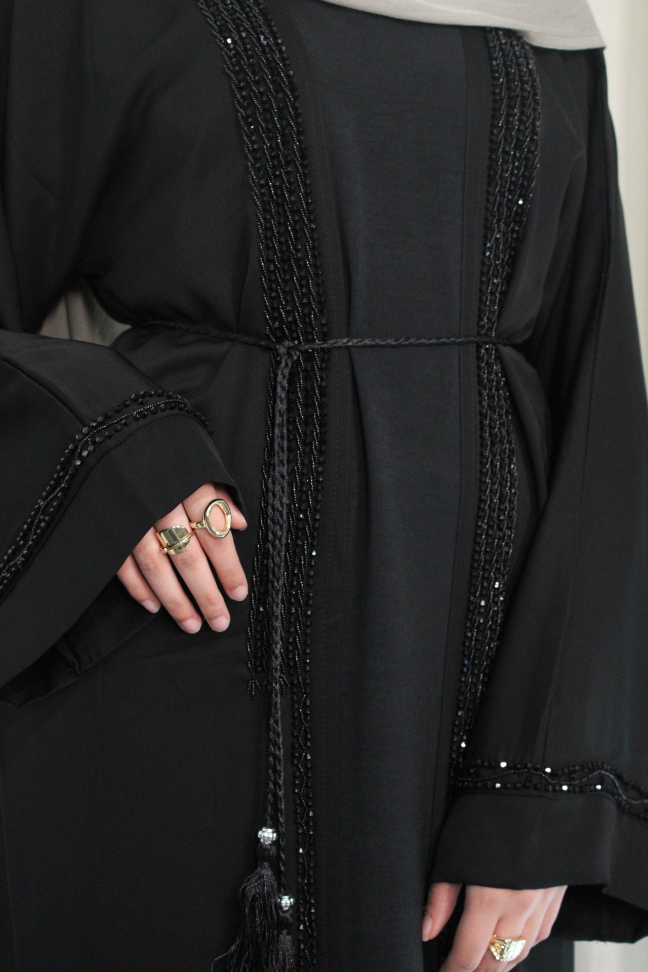 Noir Luxe Beaded Abaya Set
