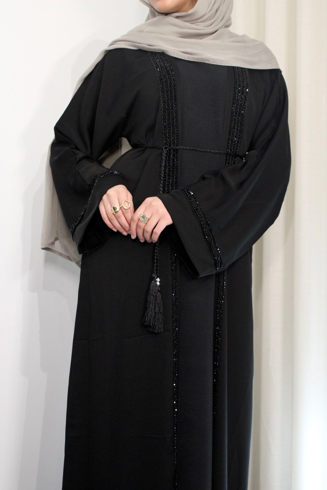 Noir Luxe Beaded Abaya Set