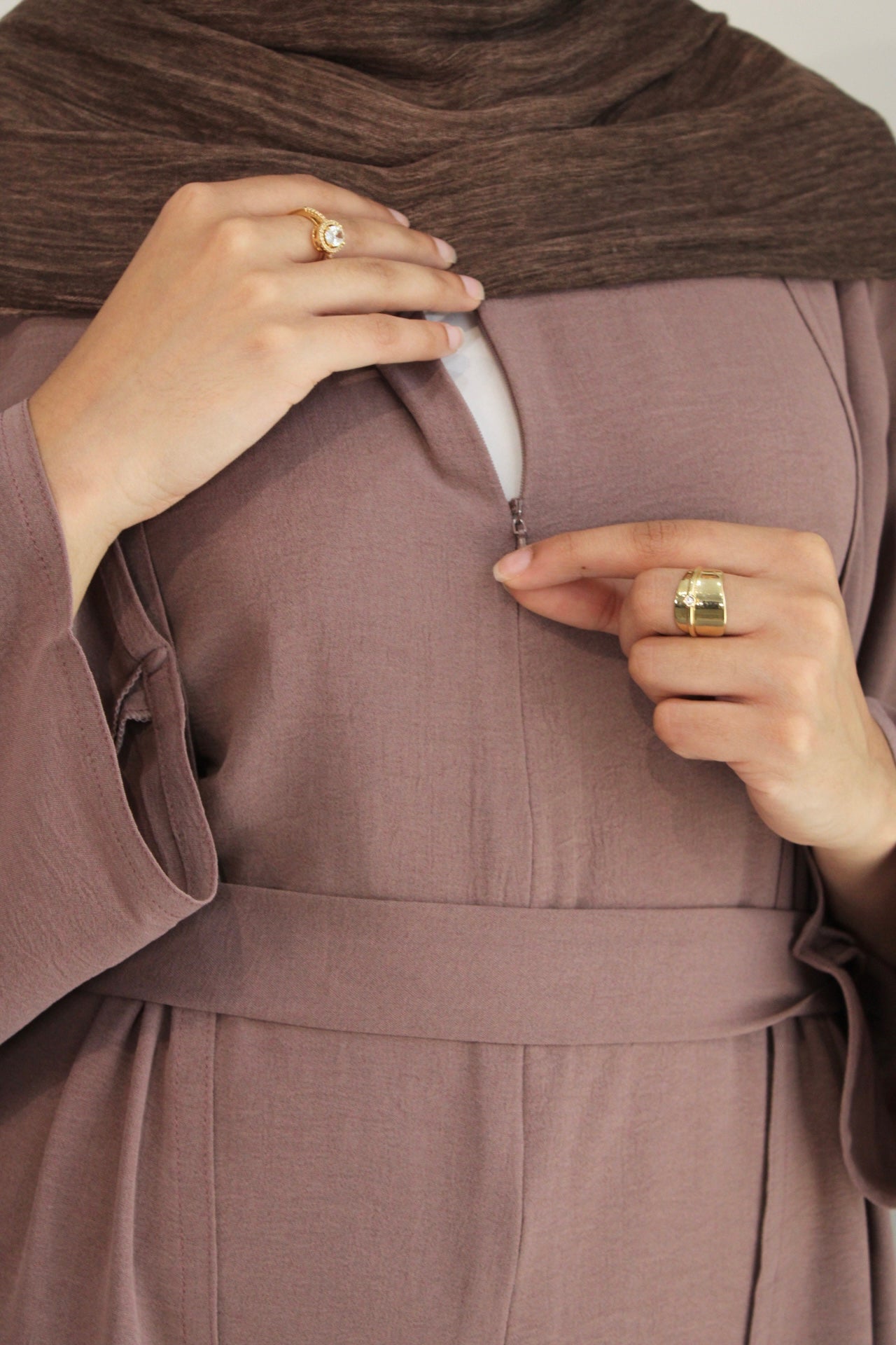 Alia Classic Dress (Front Zip) Rosy Taupe