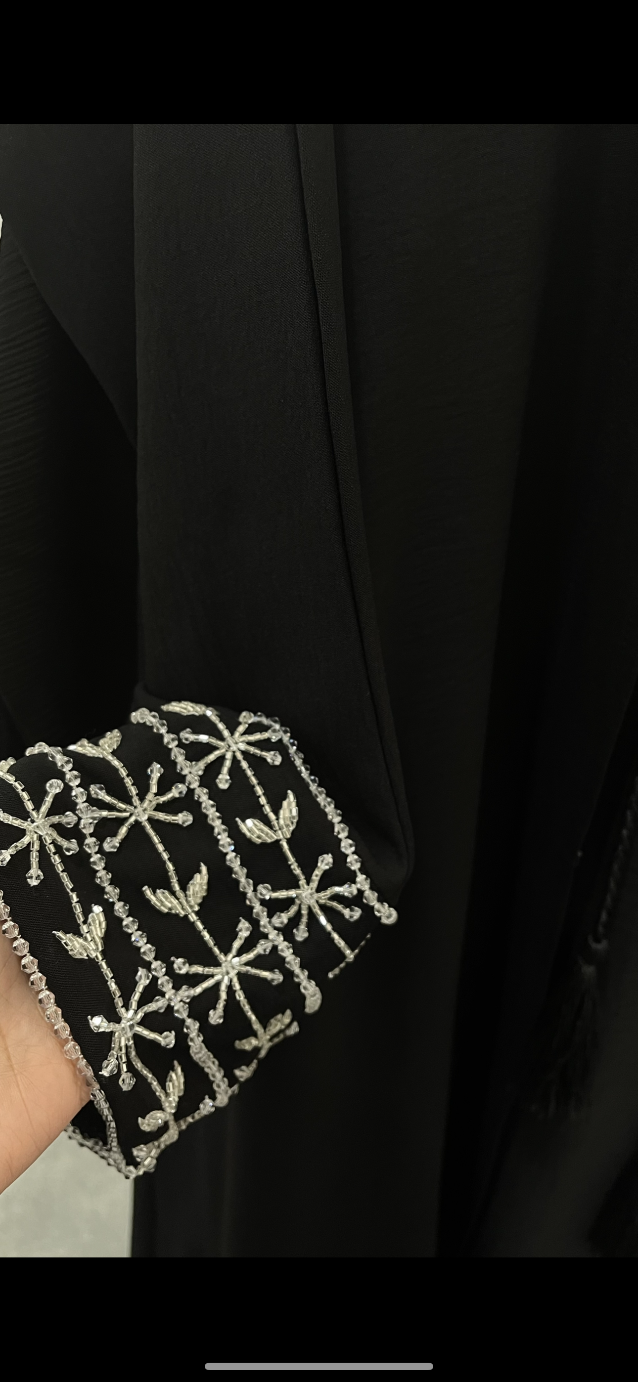 Glamour Crepe Beaded Black Abaya Set