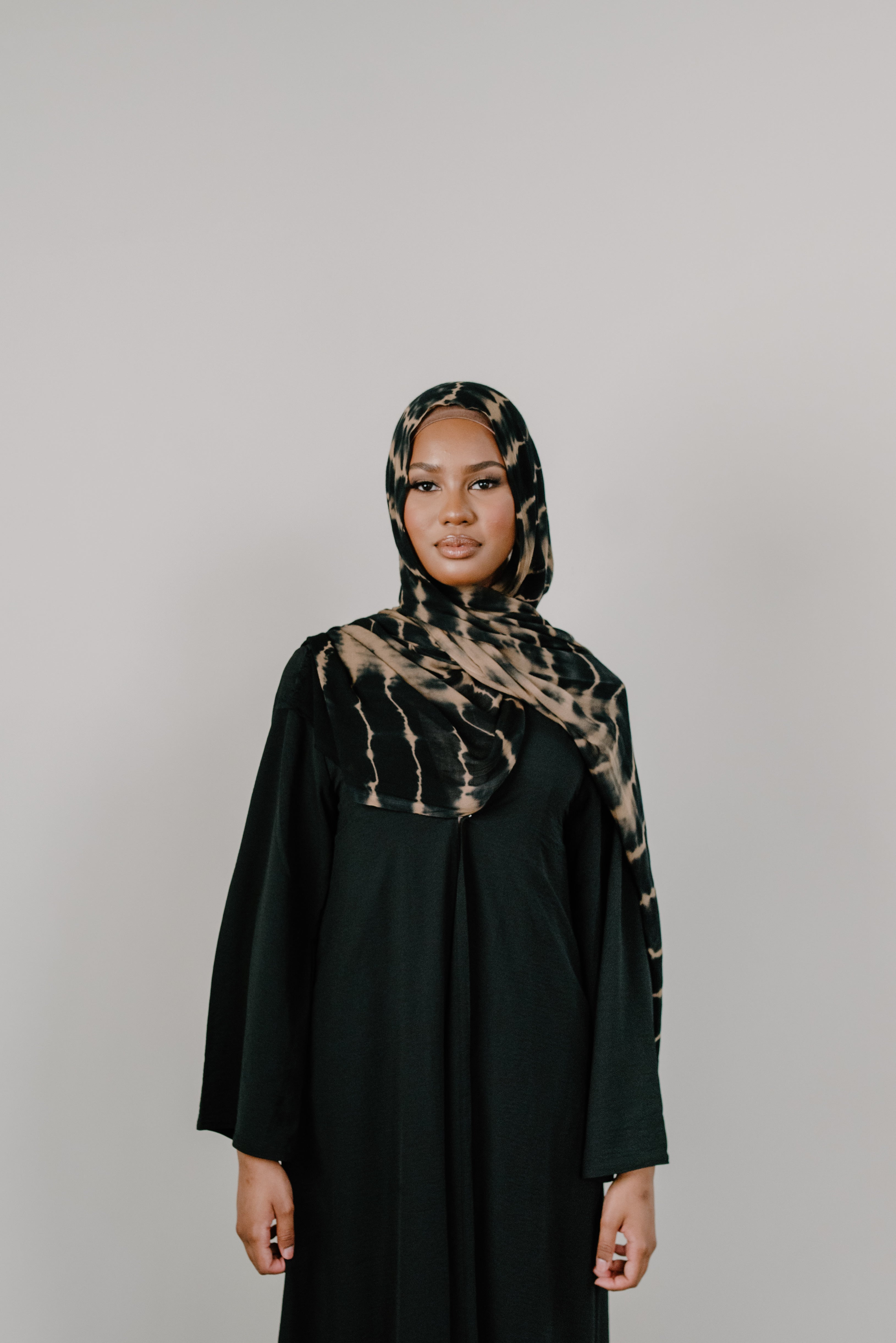 Tie Dye Black Brown Viscose Hijab