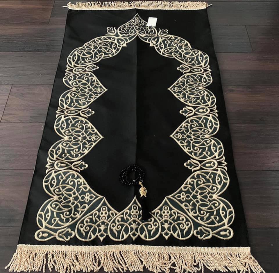 Rococo Black Royal Luxury Prayer Mat